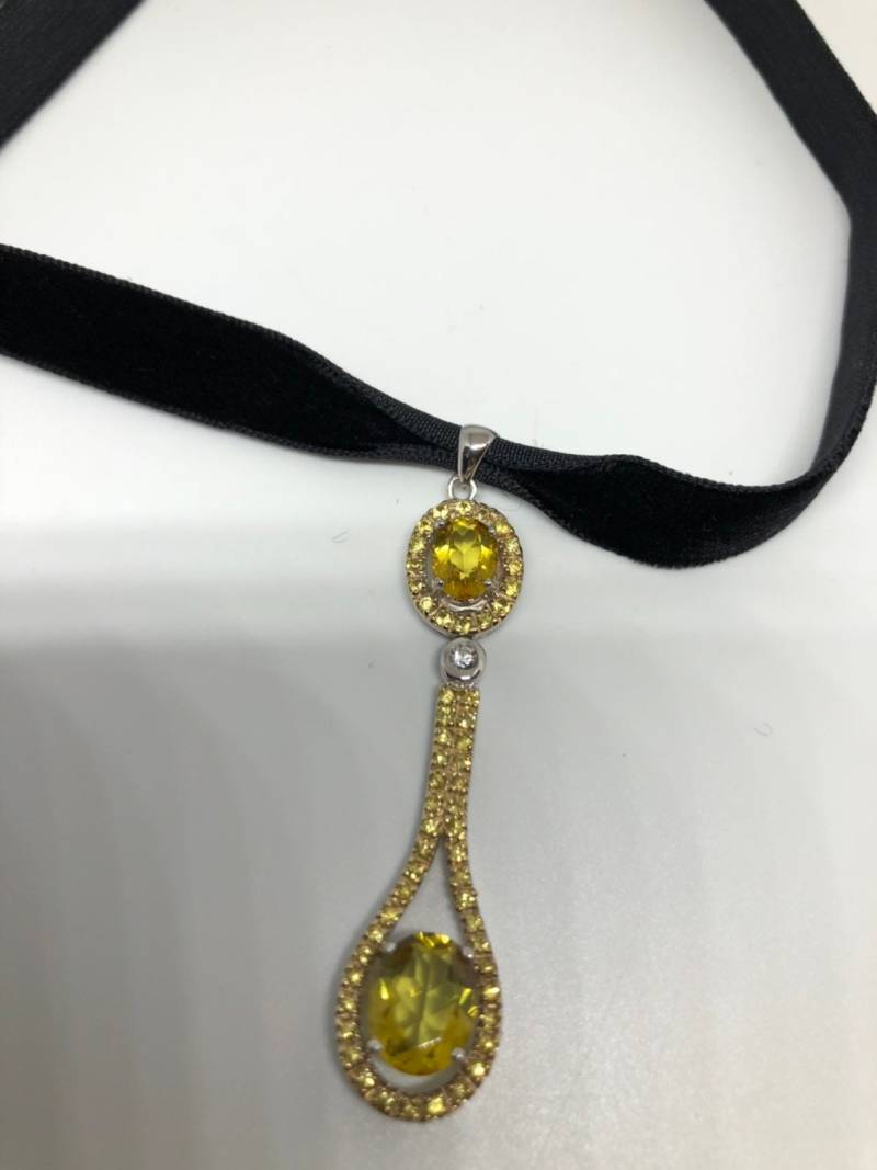 Vintage Handgemachte Sterling Silber Goldene Zitrone Citrin Anhänger von NemesisJewelryNYC