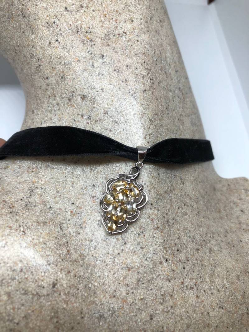 Vintage Handgemachte Sterling Silber Goldene Zitrone Citrin Anhänger von NemesisJewelryNYC