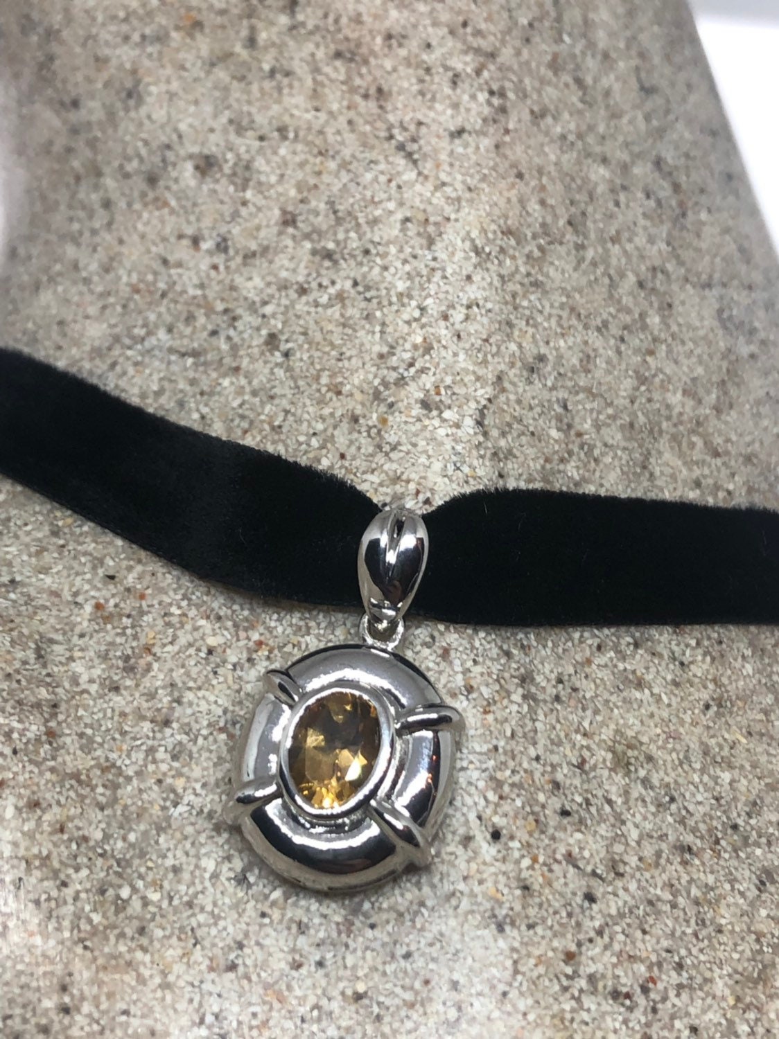 Vintage Handgemachte Sterling Silber Goldene Zitrone Citrin Anhänger von NemesisJewelryNYC