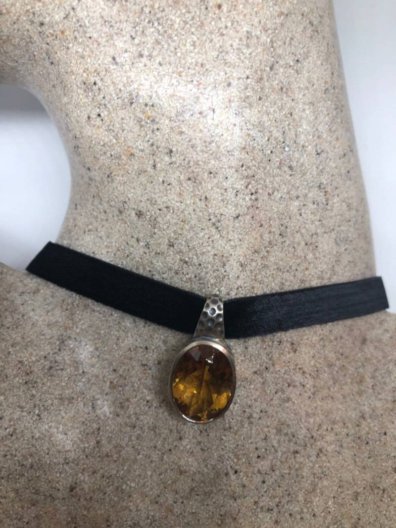 Vintage Handgemachte Sterling Silber Goldene Zitrone Citrin Anhänger von NemesisJewelryNYC