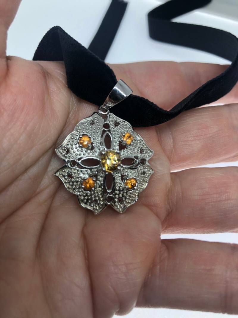 Vintage Handgemachte Sterling Silber Goldene Zitrone Zitrin Und Gore Opal Anhänger von NemesisJewelryNYC