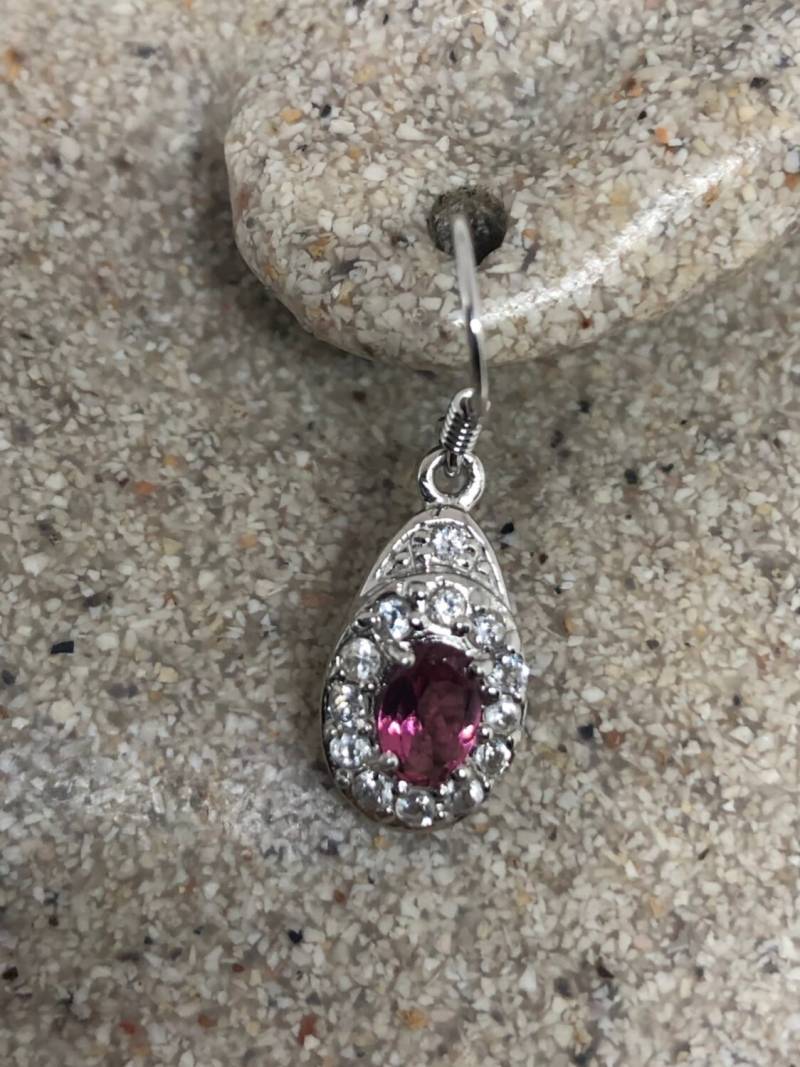 Vintage Handgemachte Sterling Silber Weiß Saphir Rosa Turmalin Edelstein Kronleuchter Ohrringe von NemesisJewelryNYC