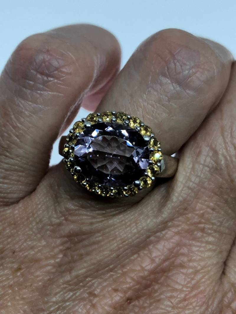 Vintage Handgemachte Tiefviolette Echte Amethyst-Einstellung 925 Sterling Silber Gothic Ring von NemesisJewelryNYC