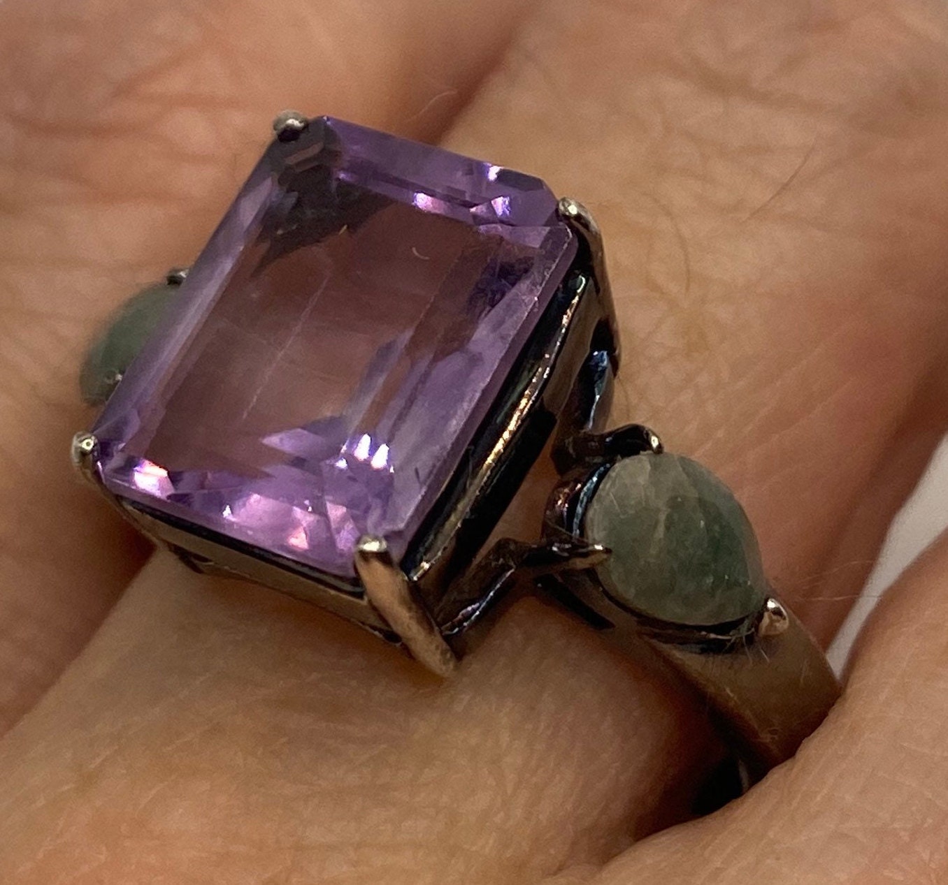 Vintage Handgemachter Echter Lila Amethyst Filigrane 925 Sterling Silber Gothic Ring von NemesisJewelryNYC