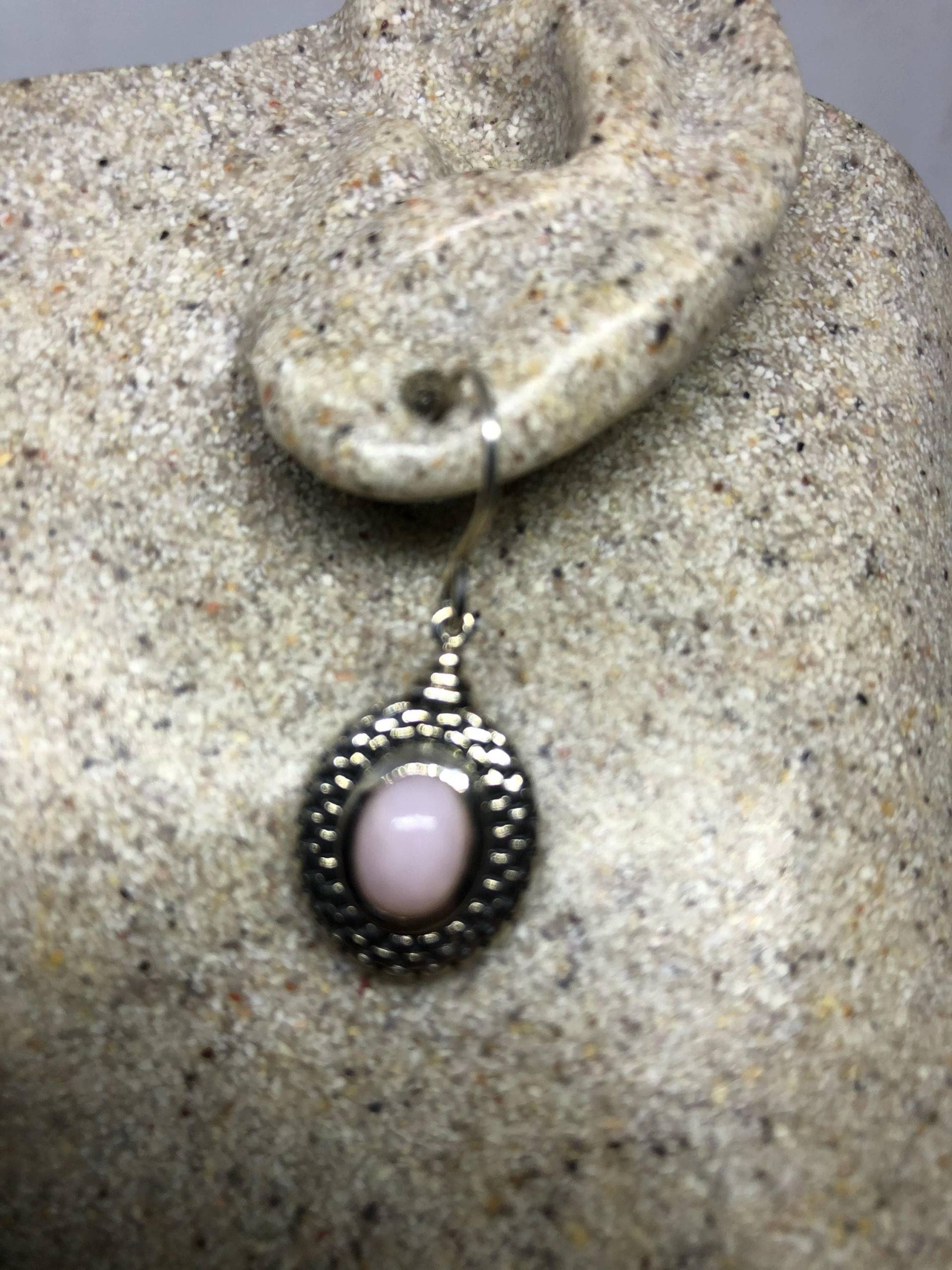 Vintage Handmade 925 Sterling Silber Echte Rosa Ohrringe von NemesisJewelryNYC