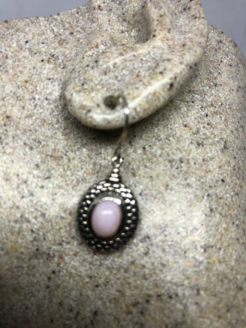 Vintage Handmade 925 Sterling Silber Echte Rosa Ohrringe von NemesisJewelryNYC