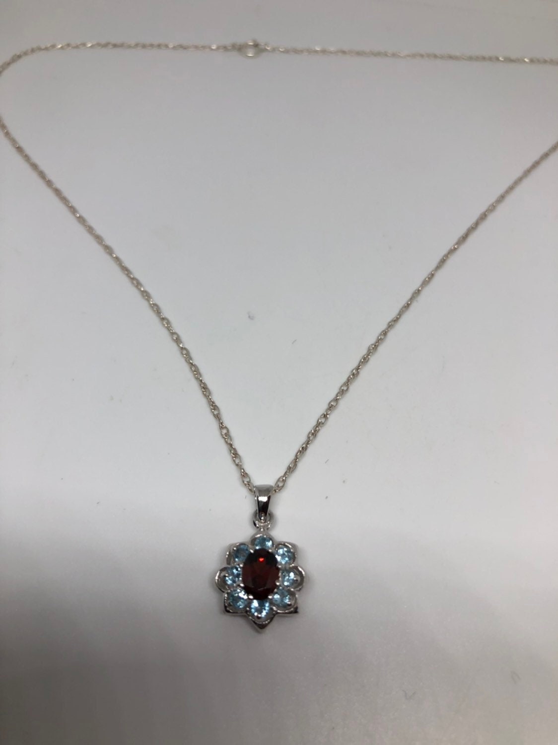 Vintage Handmade 925 Sterling Silber Echter Granat Antique Anhänger Halskette von NemesisJewelryNYC