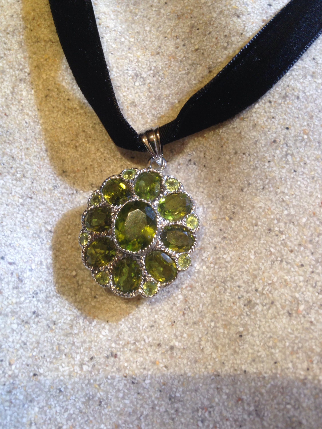 Vintage Handmade 925 Sterling Silber Echter Peridot Anhänger von NemesisJewelryNYC