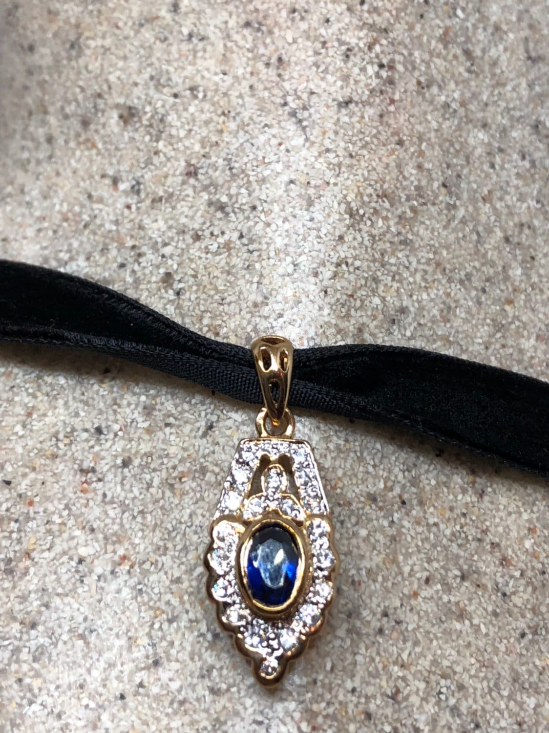 Vintage Handmade 925 Sterling Silber Gold Saphir Anhänger von NemesisJewelryNYC