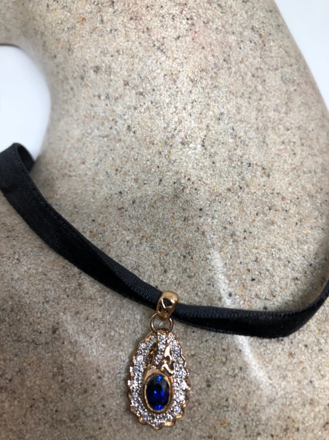 Vintage Handmade 925 Sterling Silber Gold Saphir Anhänger von NemesisJewelryNYC