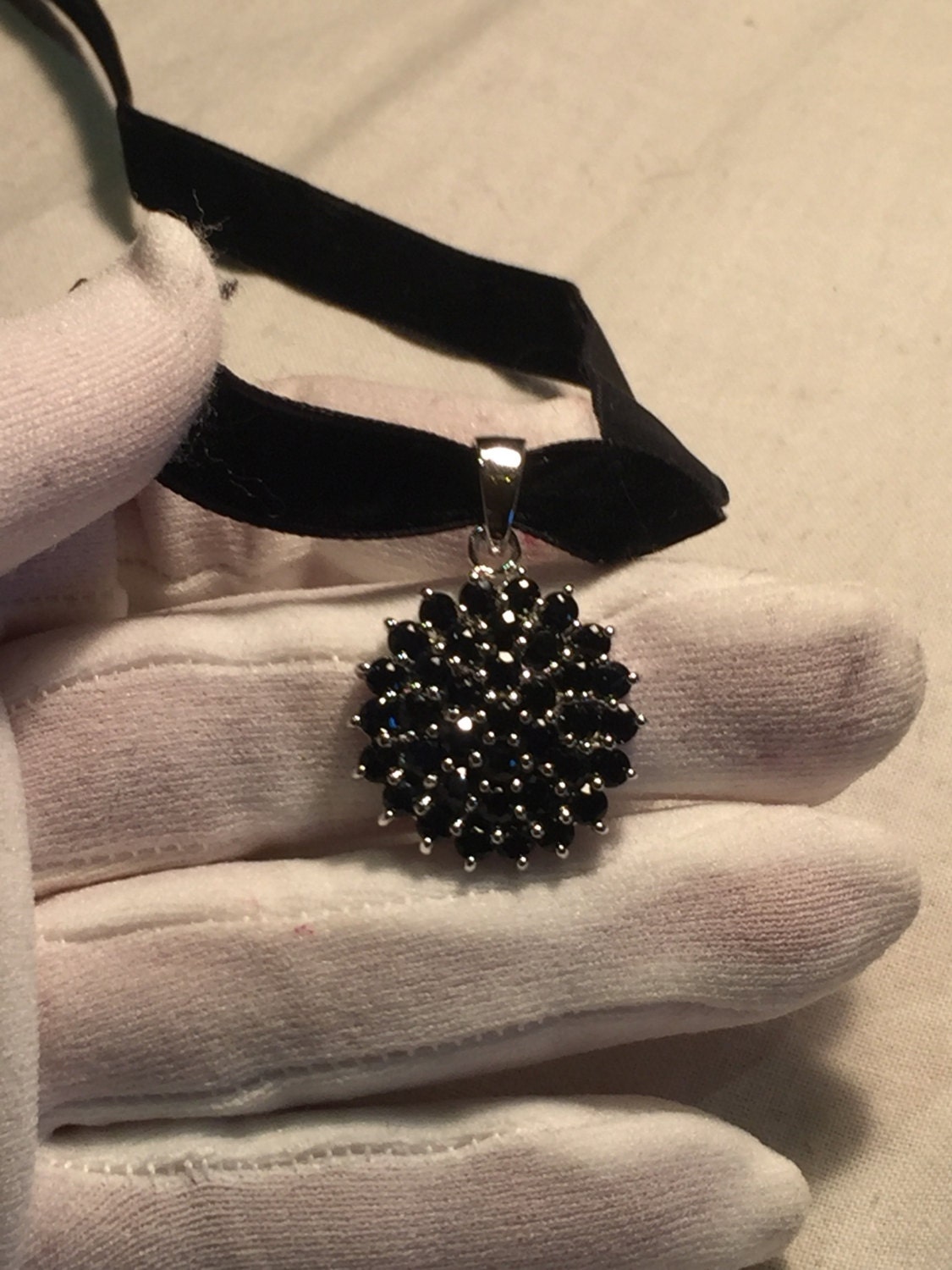 Vintage Handmade 925 Sterling Silber Saphir Anhänger von NemesisJewelryNYC