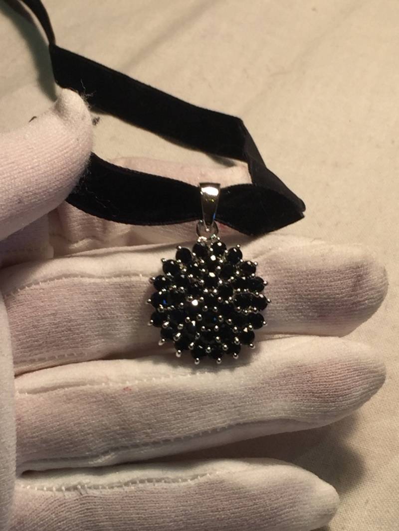 Vintage Handmade 925 Sterling Silber Saphir Anhänger von NemesisJewelryNYC