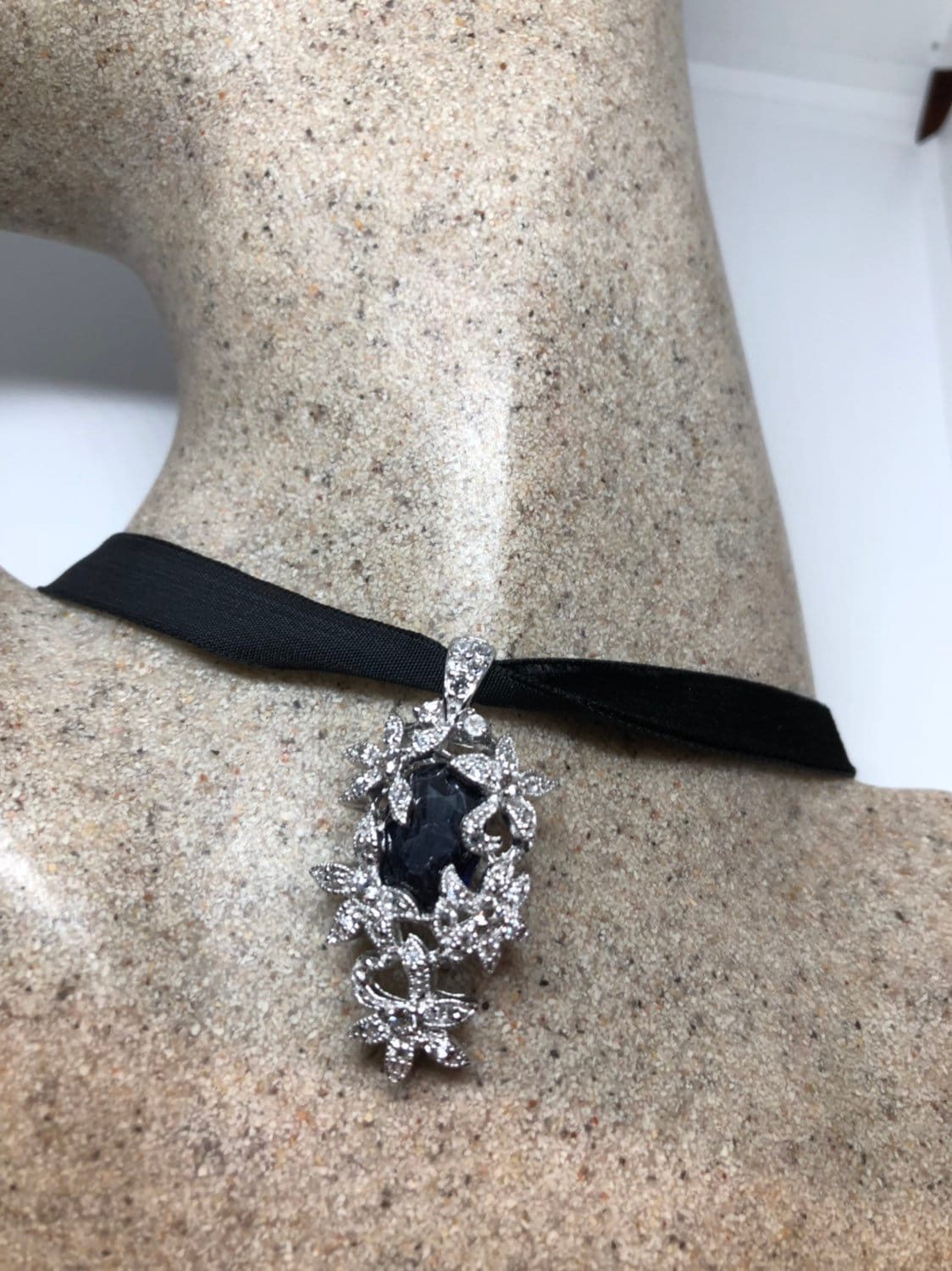 Vintage Handmade 925 Sterling Silber Saphir Anhänger von NemesisJewelryNYC