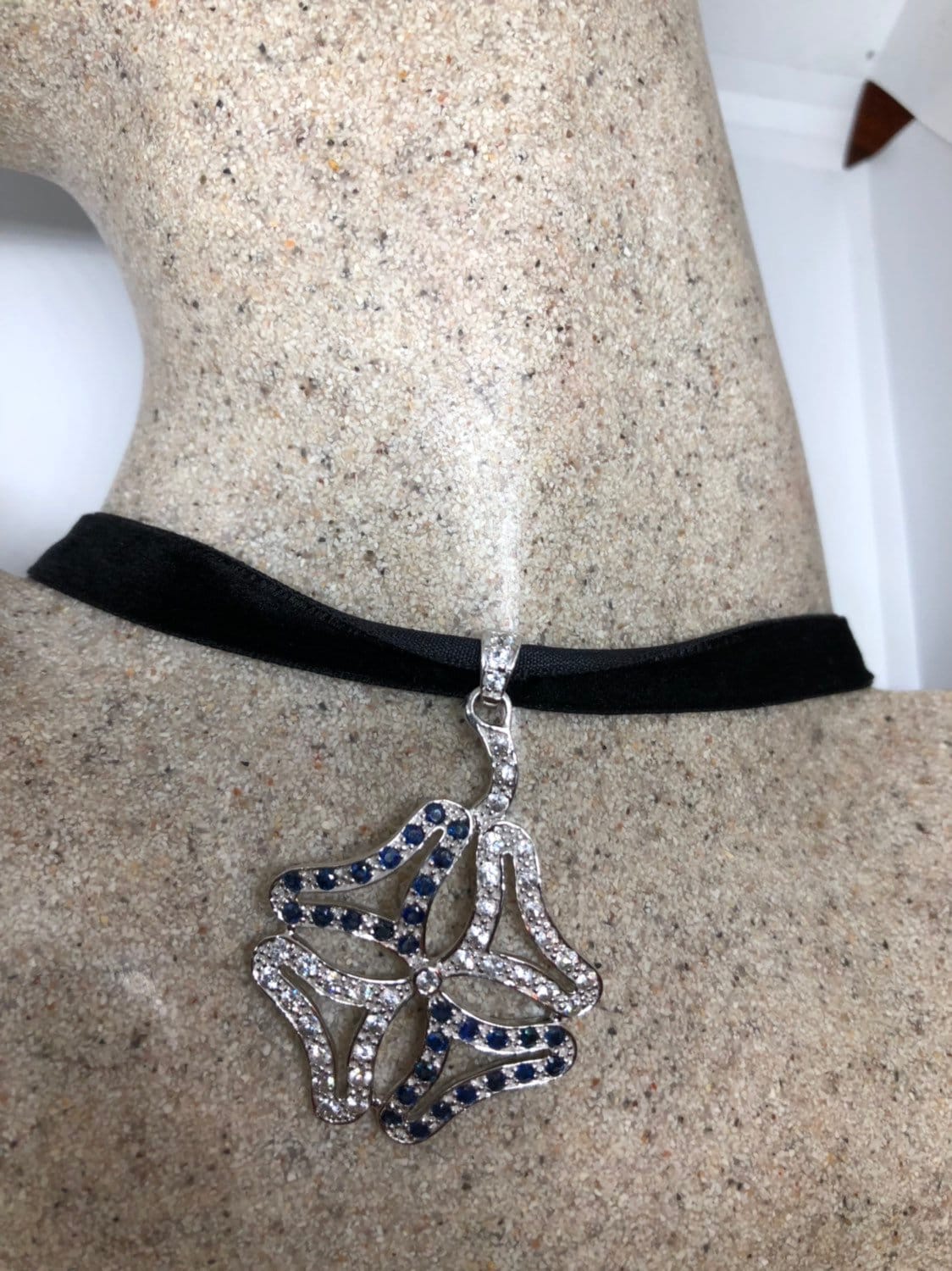 Vintage Handmade 925 Sterling Silber Saphir Anhänger von NemesisJewelryNYC