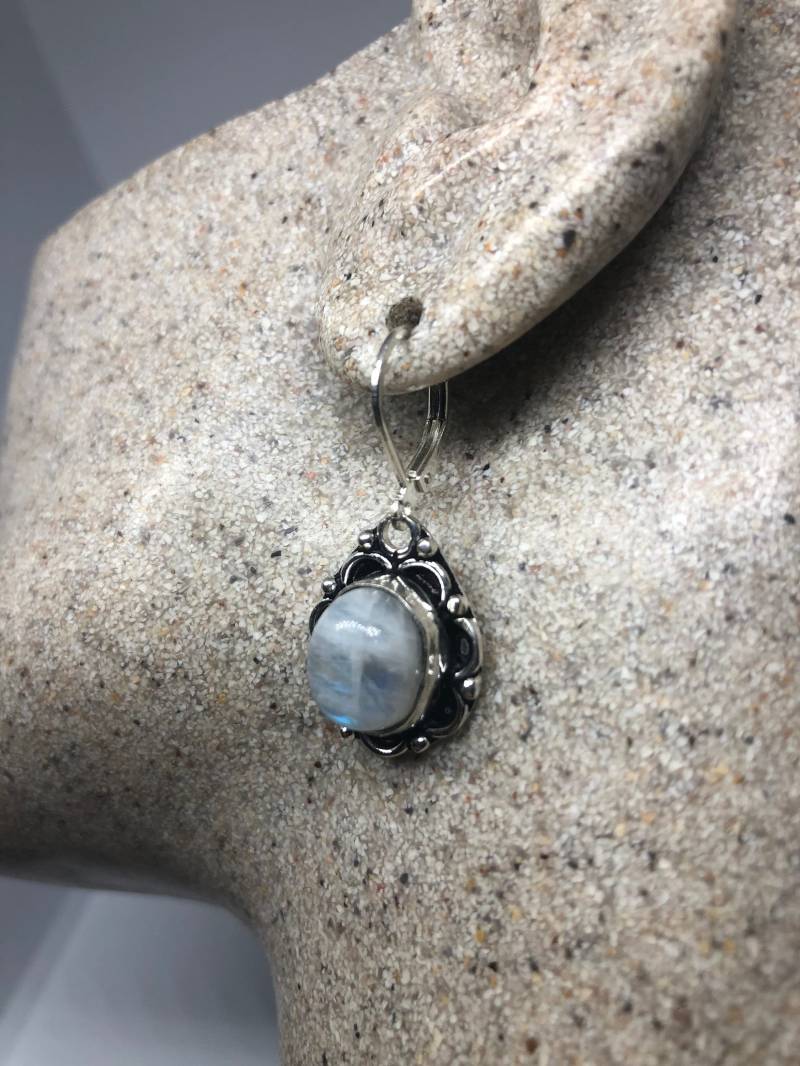 Vintage Labradorit Silber Ohrringe von NemesisJewelryNYC