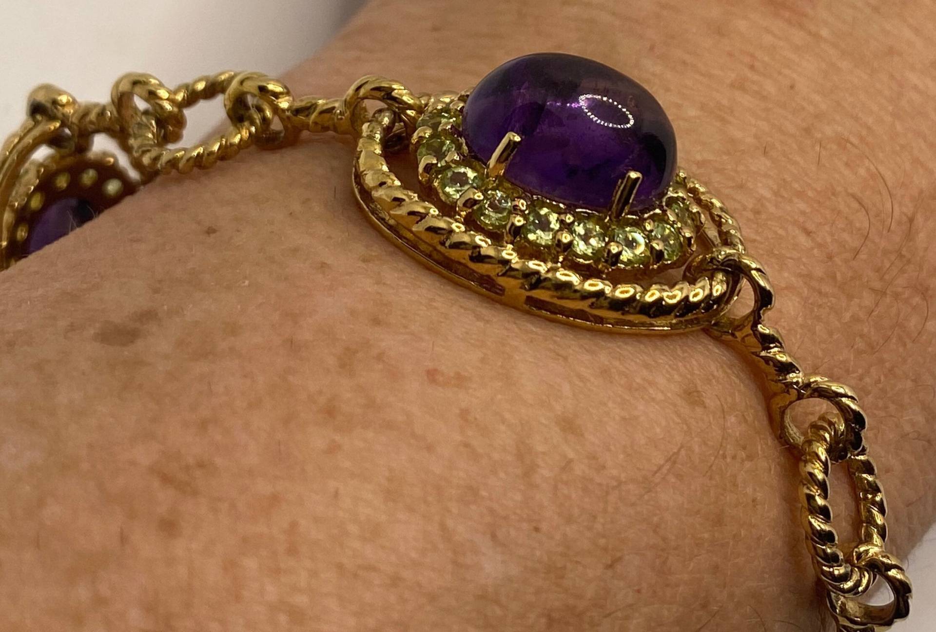 Vintage Lila Amethyst Citrin Armband Golden 925 Sterling Silber von NemesisJewelryNYC