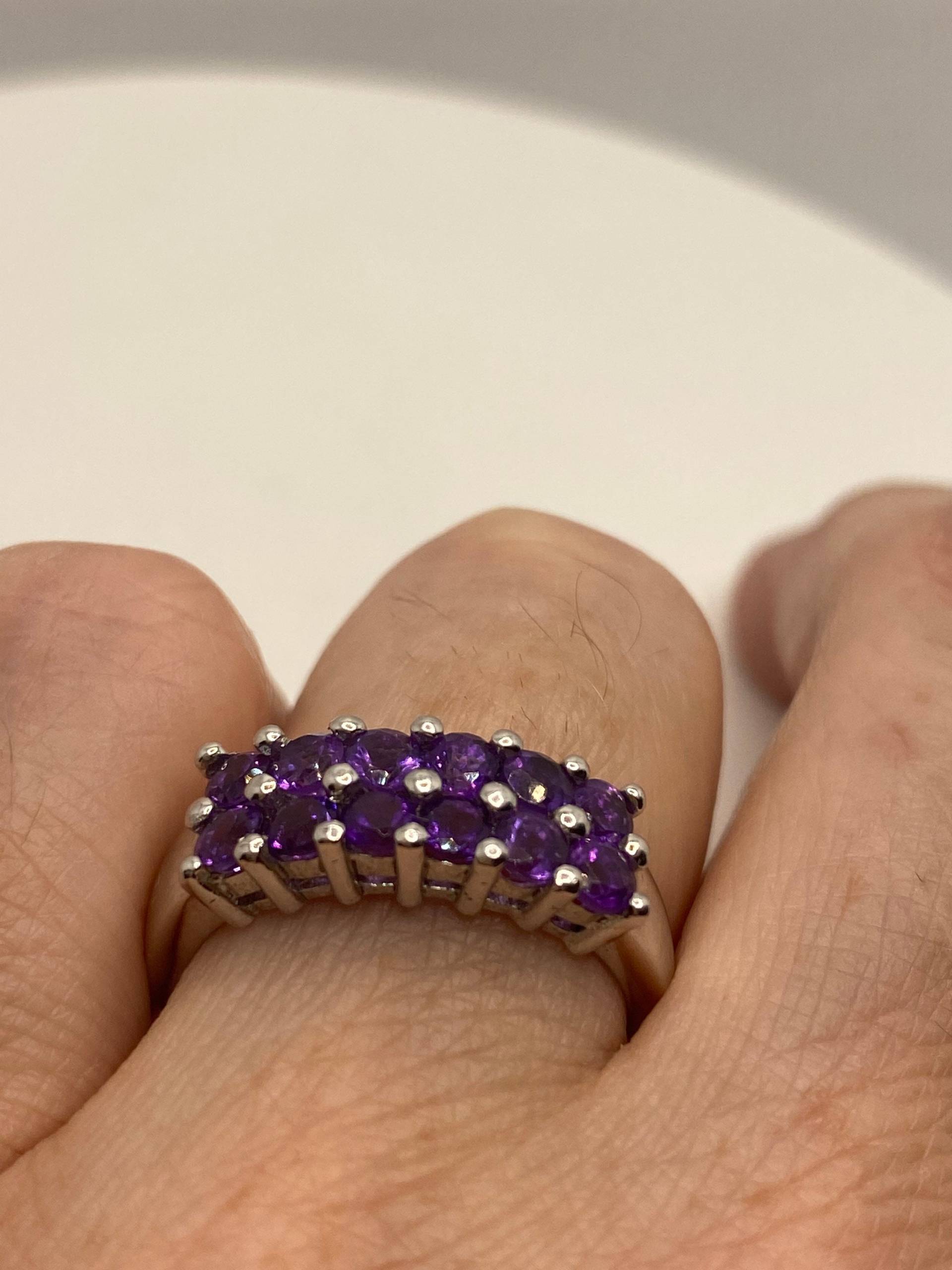 Vintage Lila Amethyst Filigrane 925 Sterling Silber Gothic Ring von NemesisJewelryNYC