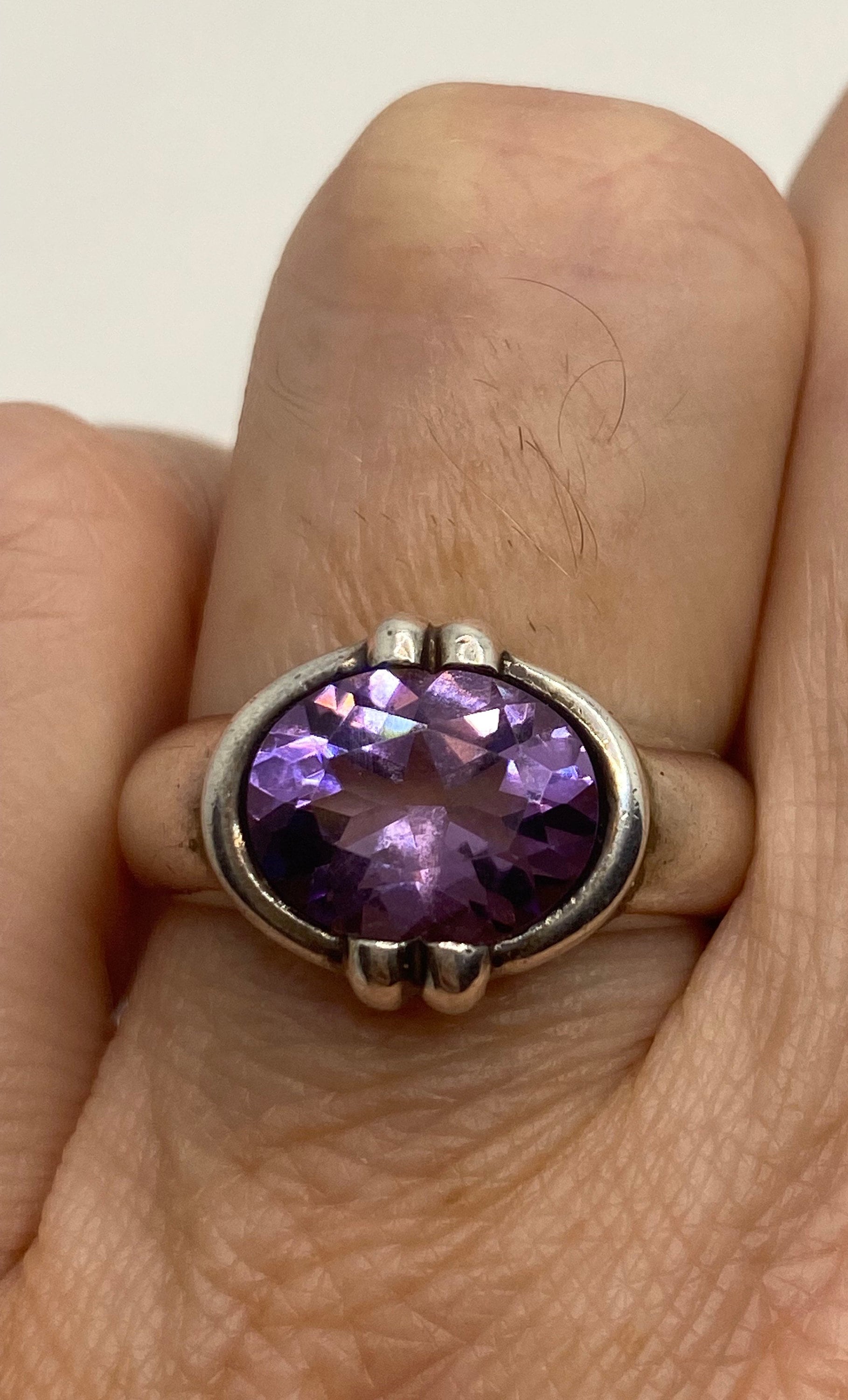 Vintage Lila Amethyst Filigrane Einstellung 925 Sterling Silber Gothic Ring von NemesisJewelryNYC