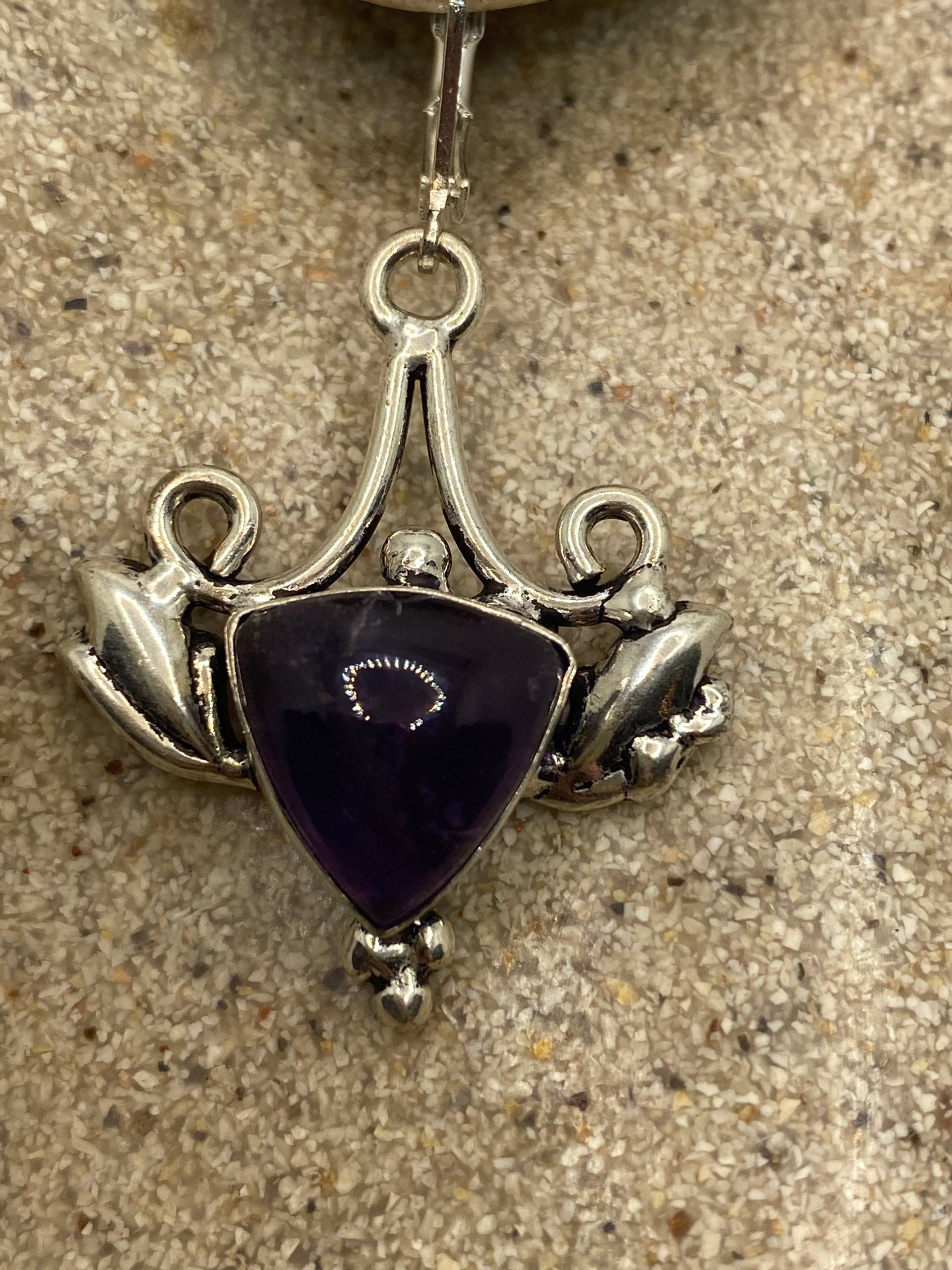 Vintage Lila Amethyst Ohrringe 925 Sterling Silber Klappbrisur von NemesisJewelryNYC