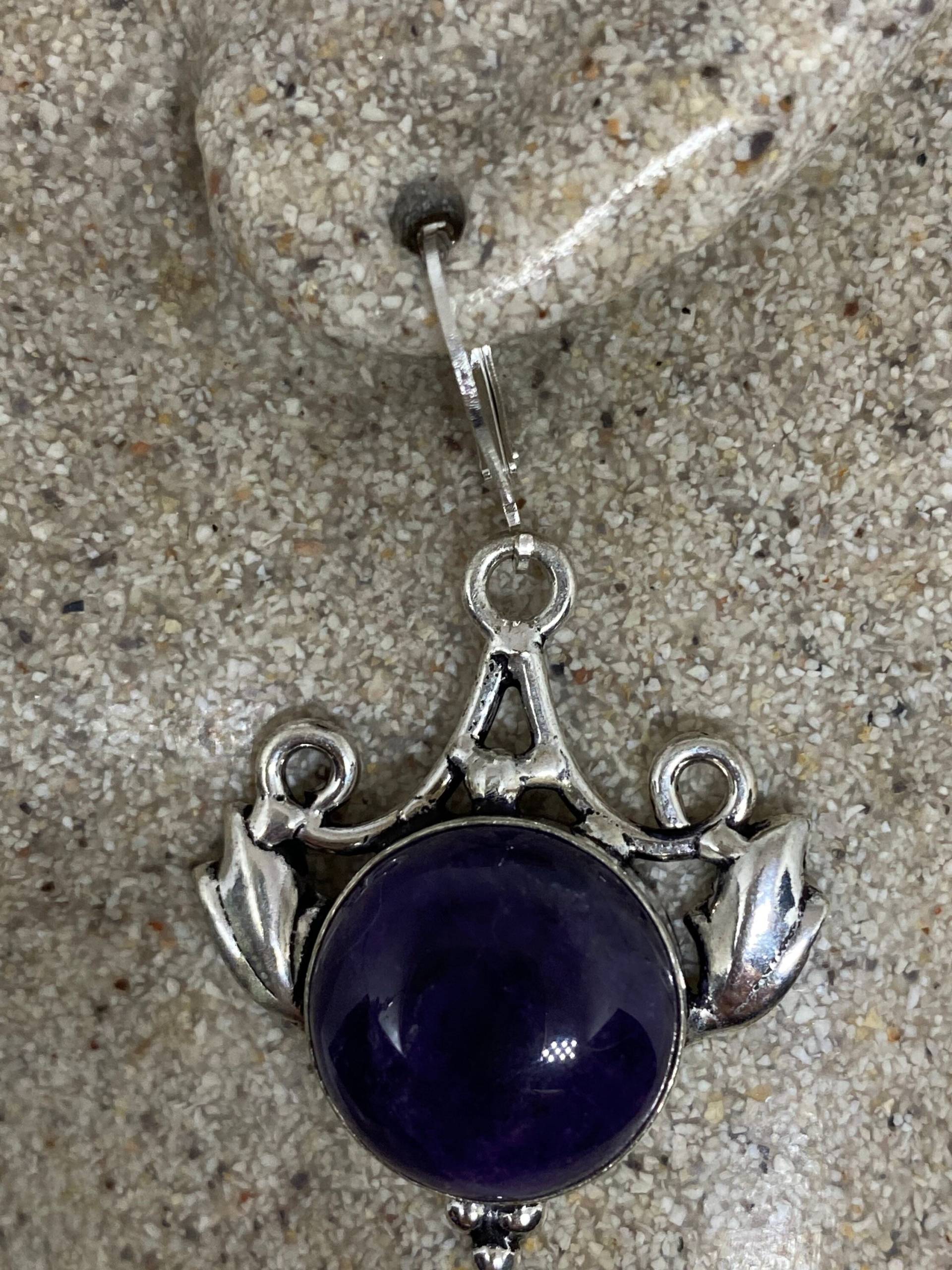 Vintage Lila Amethyst Ohrringe 925 Sterling Silber Klappbrisur von NemesisJewelryNYC