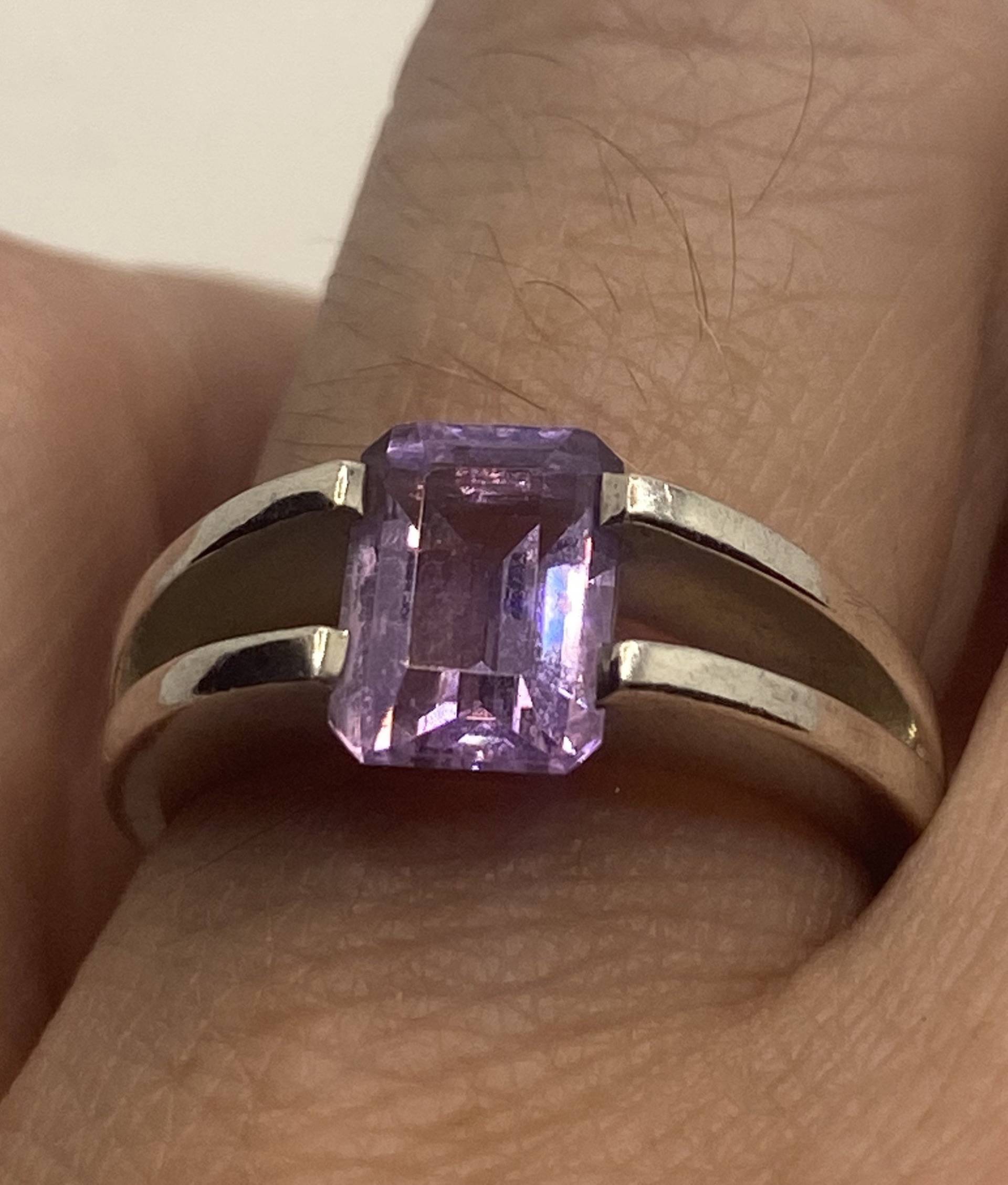 Vintage Lila Amethyst Ring 925 Sterling Silber Größe 6 von NemesisJewelryNYC