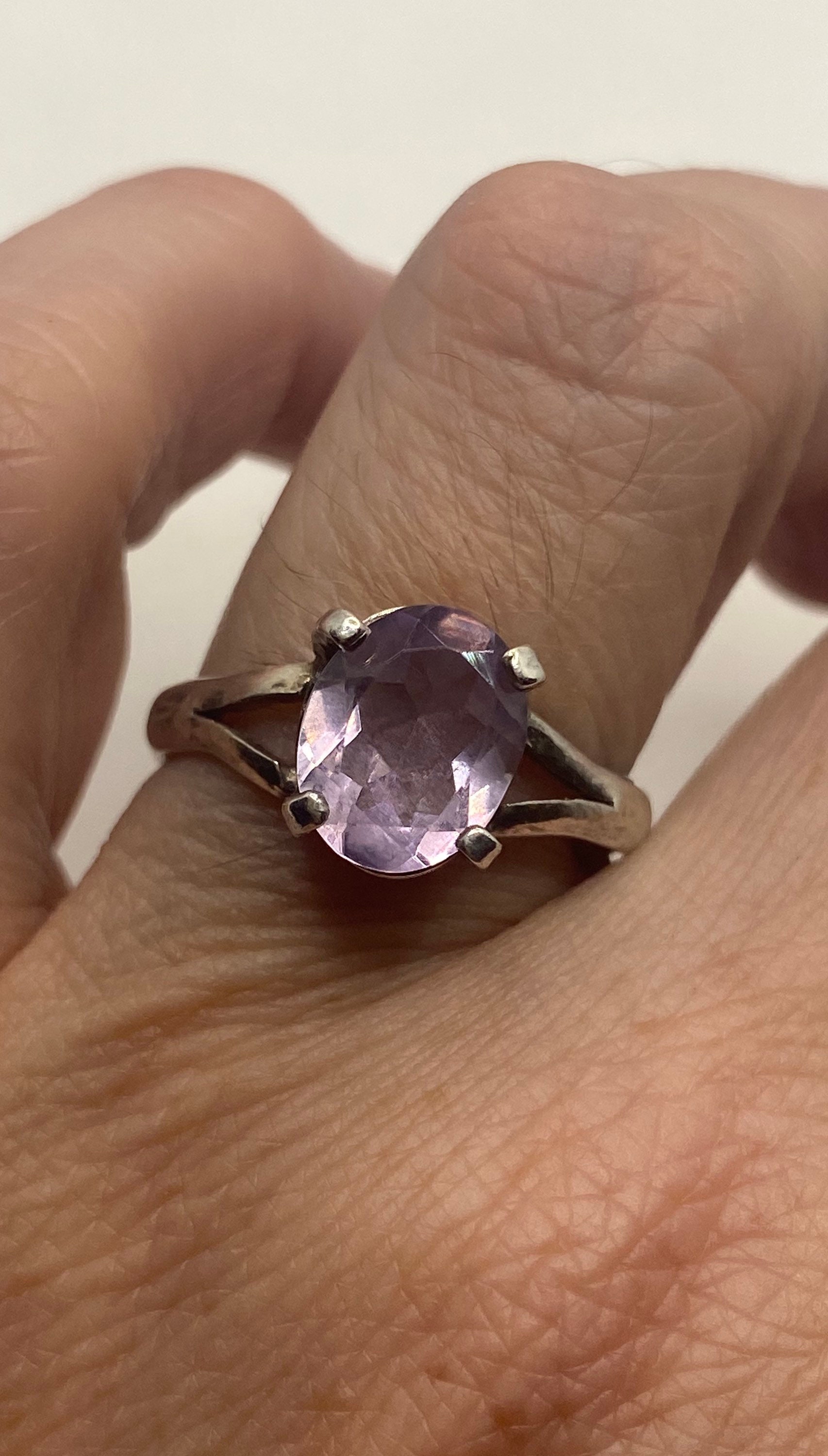 Vintage Lila Amethyst Ring 925 Sterling Silber Größe 7, 5 von NemesisJewelryNYC