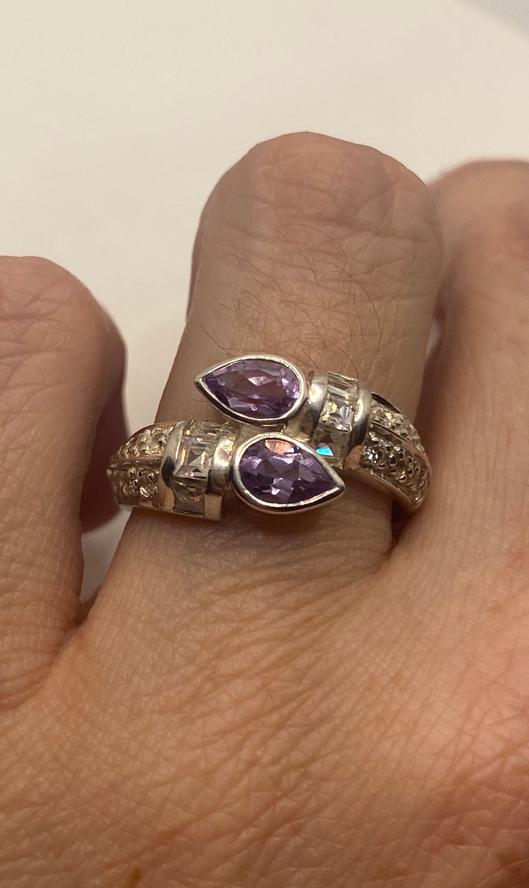 Vintage Lila Amethyst Ring 925 Sterling Silber Größe 7, 5 von NemesisJewelryNYC