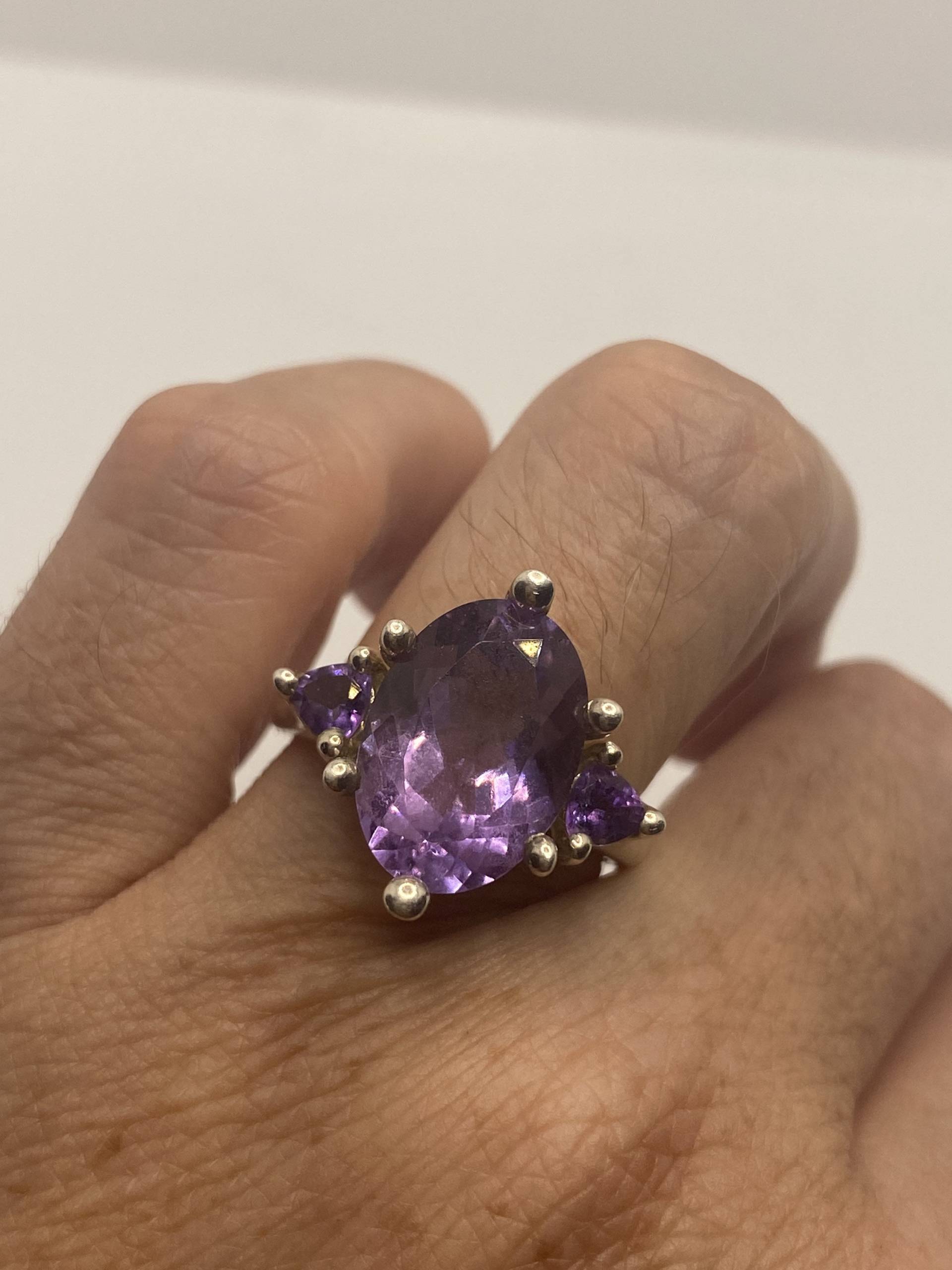 Vintage Lila Amethyst Ring 925 Sterling Silber von NemesisJewelryNYC