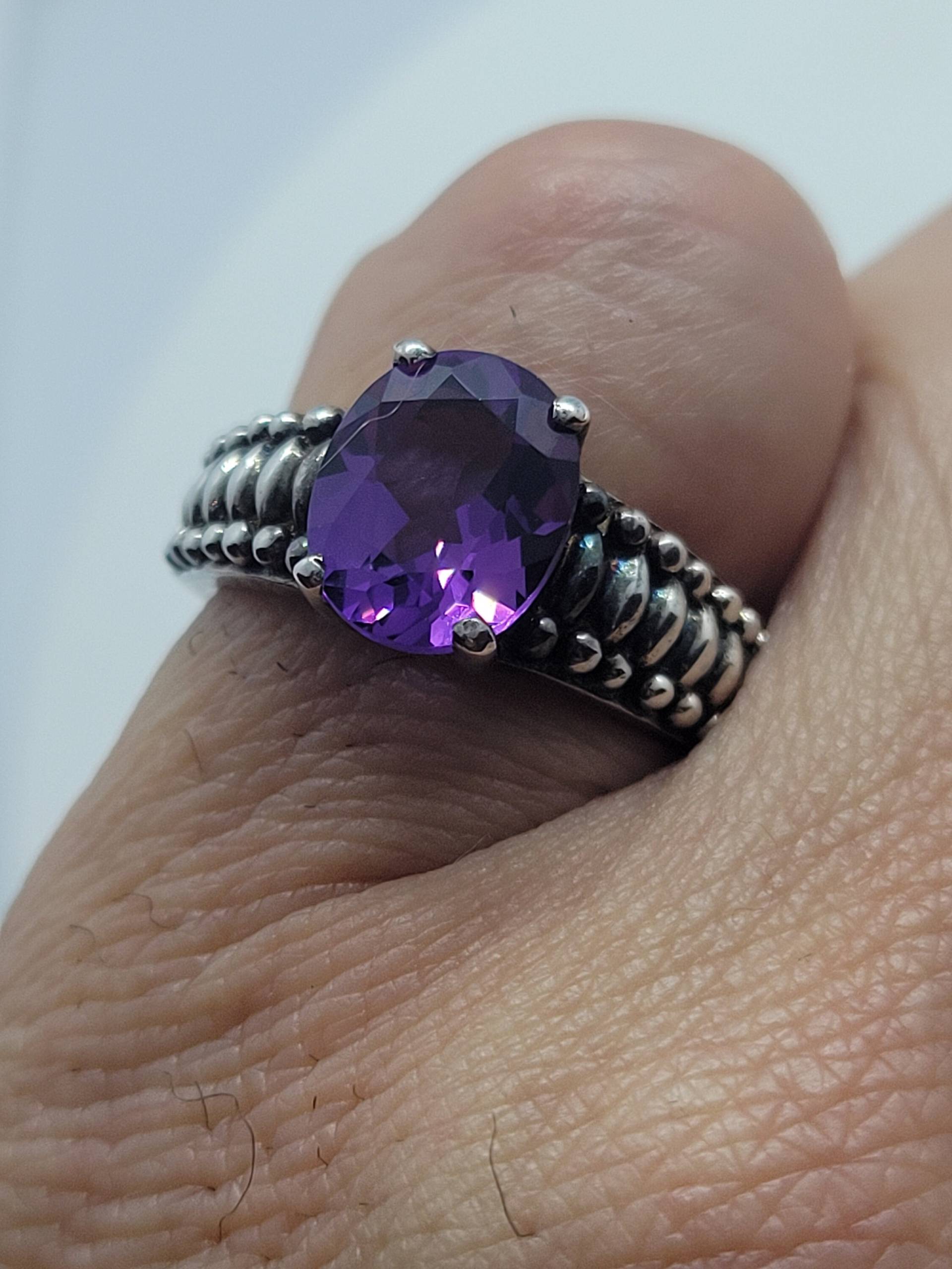 Vintage Lila Amethyst Ring Aus 925 Sterling Silber von NemesisJewelryNYC