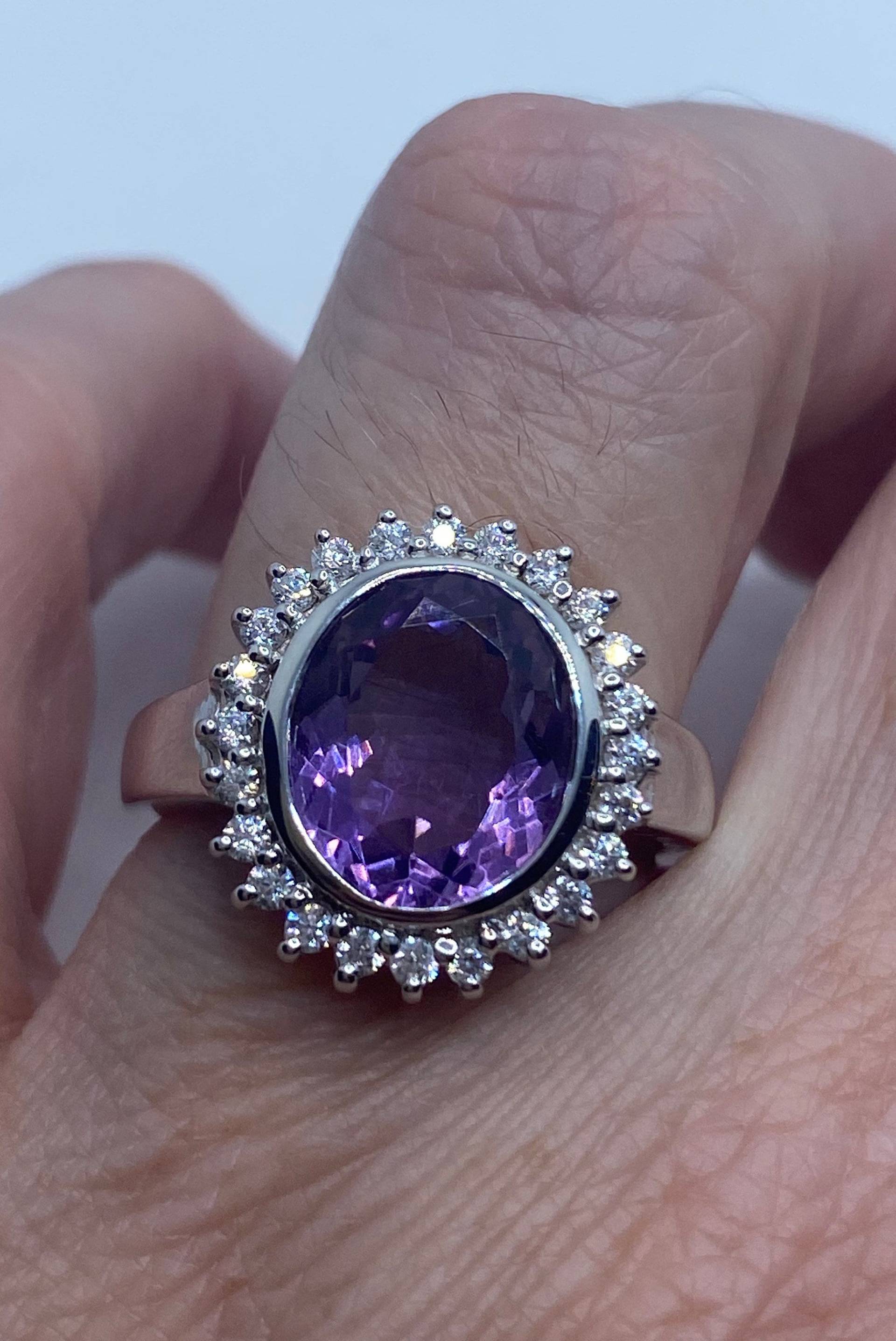 Vintage Lila Amethyst Ring Aus 925 Sterling Silber von NemesisJewelryNYC