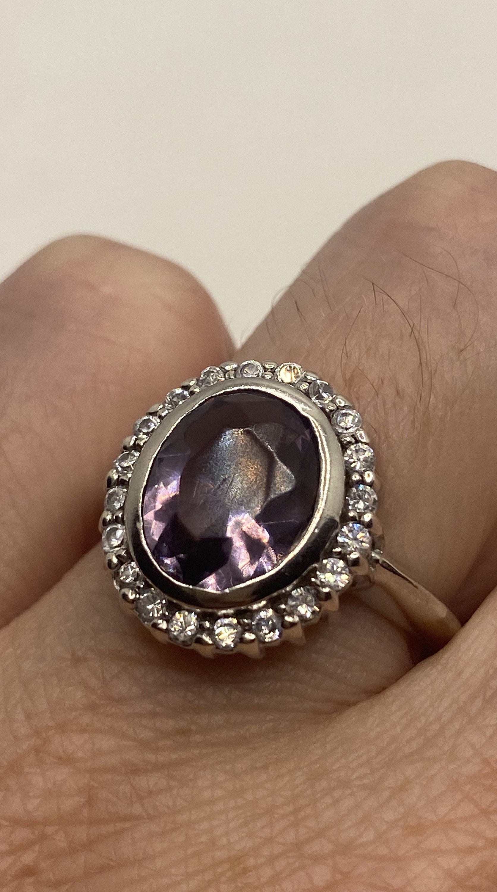 Vintage Lila Amethyst Ring Aus 925 Sterling Silber von NemesisJewelryNYC