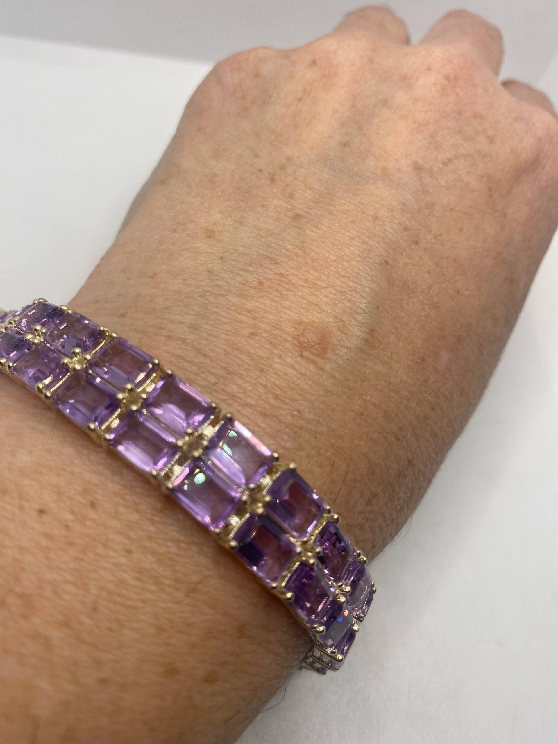 Vintage Lila Amethyst Tennis Armband in 925 Sterling Silber von NemesisJewelryNYC