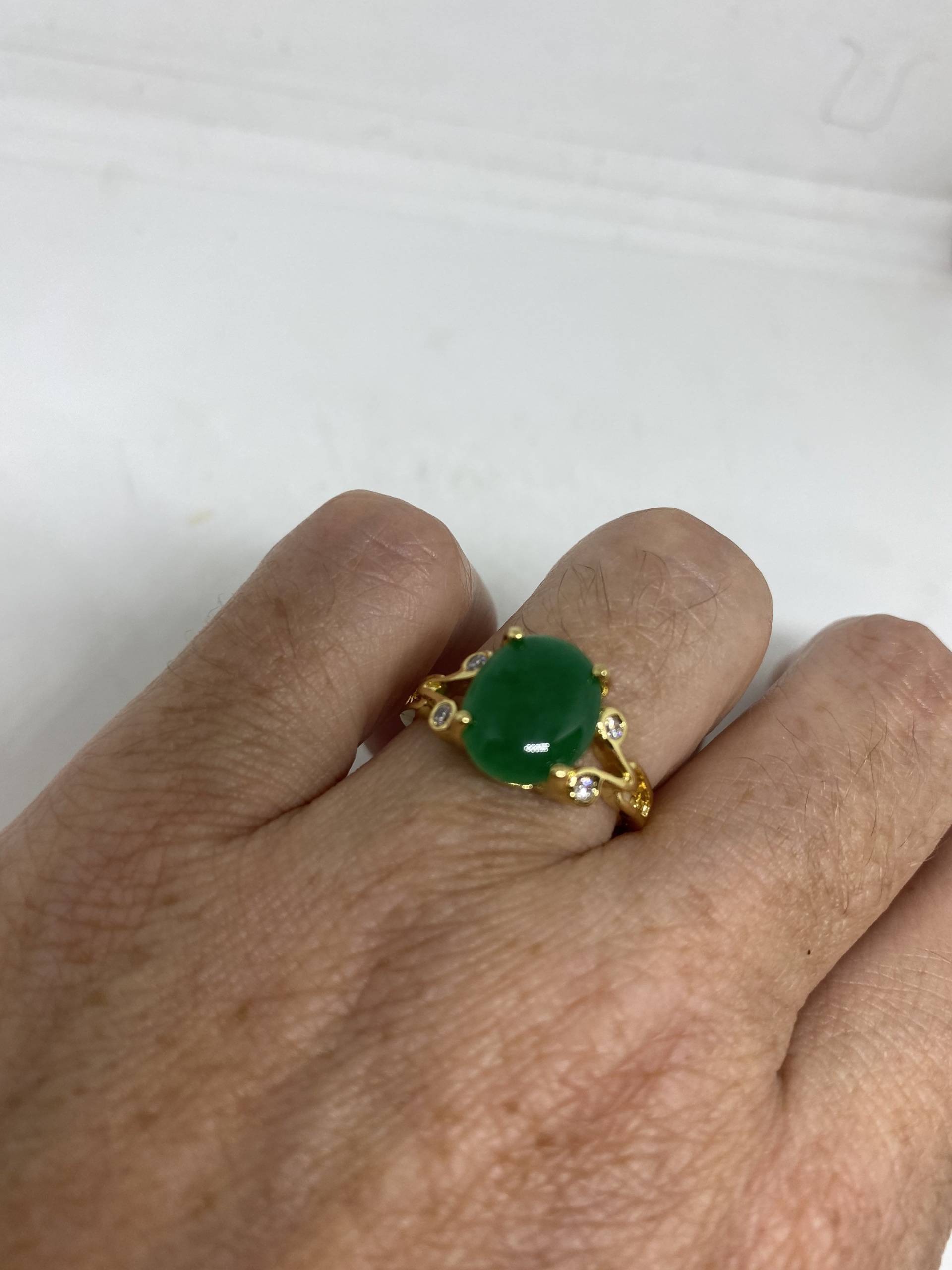 Vintage Lucky Grüner Nephrit Jade Ring von NemesisJewelryNYC