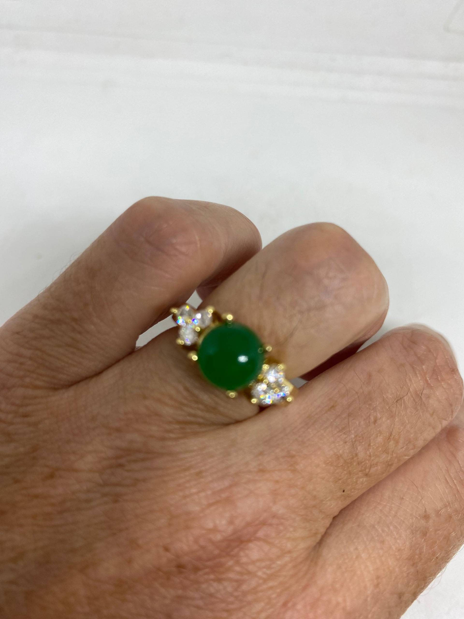 Vintage Lucky Grüner Nephrit Jade Ring von NemesisJewelryNYC