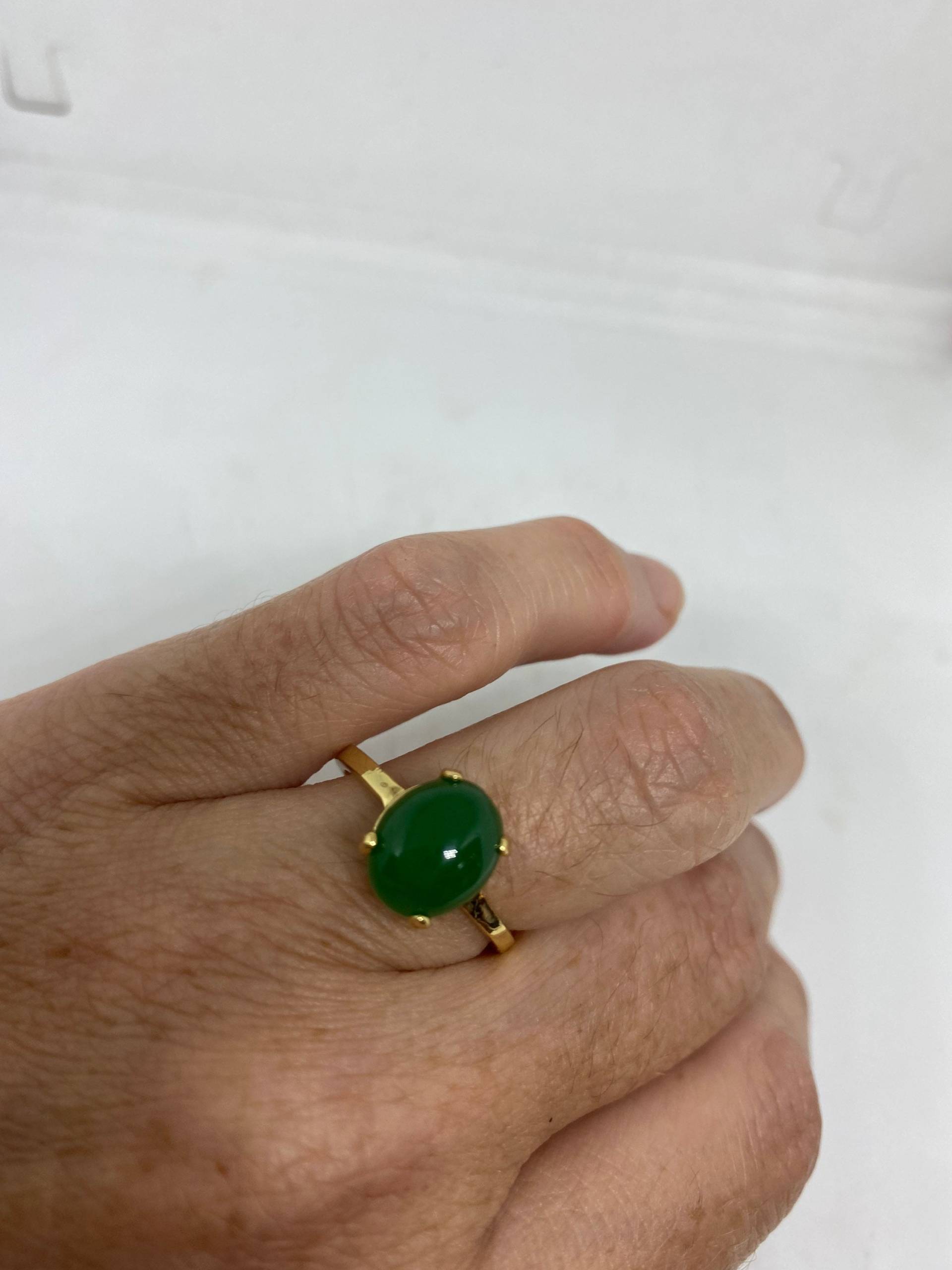 Vintage Lucky Grüner Nephrit Jade Ring von NemesisJewelryNYC