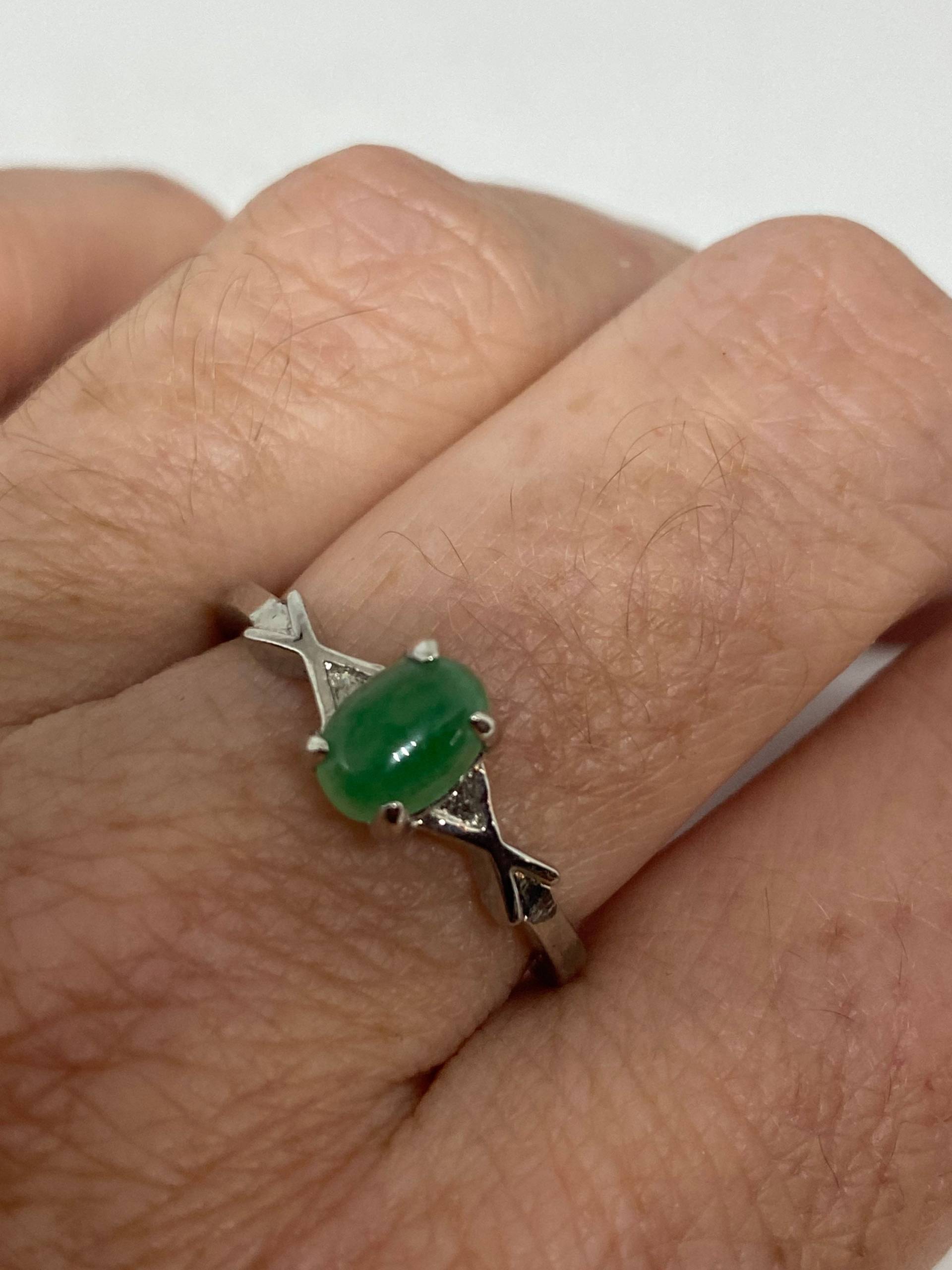 Vintage Lucky Grüner Nephrit Jade Ring von NemesisJewelryNYC