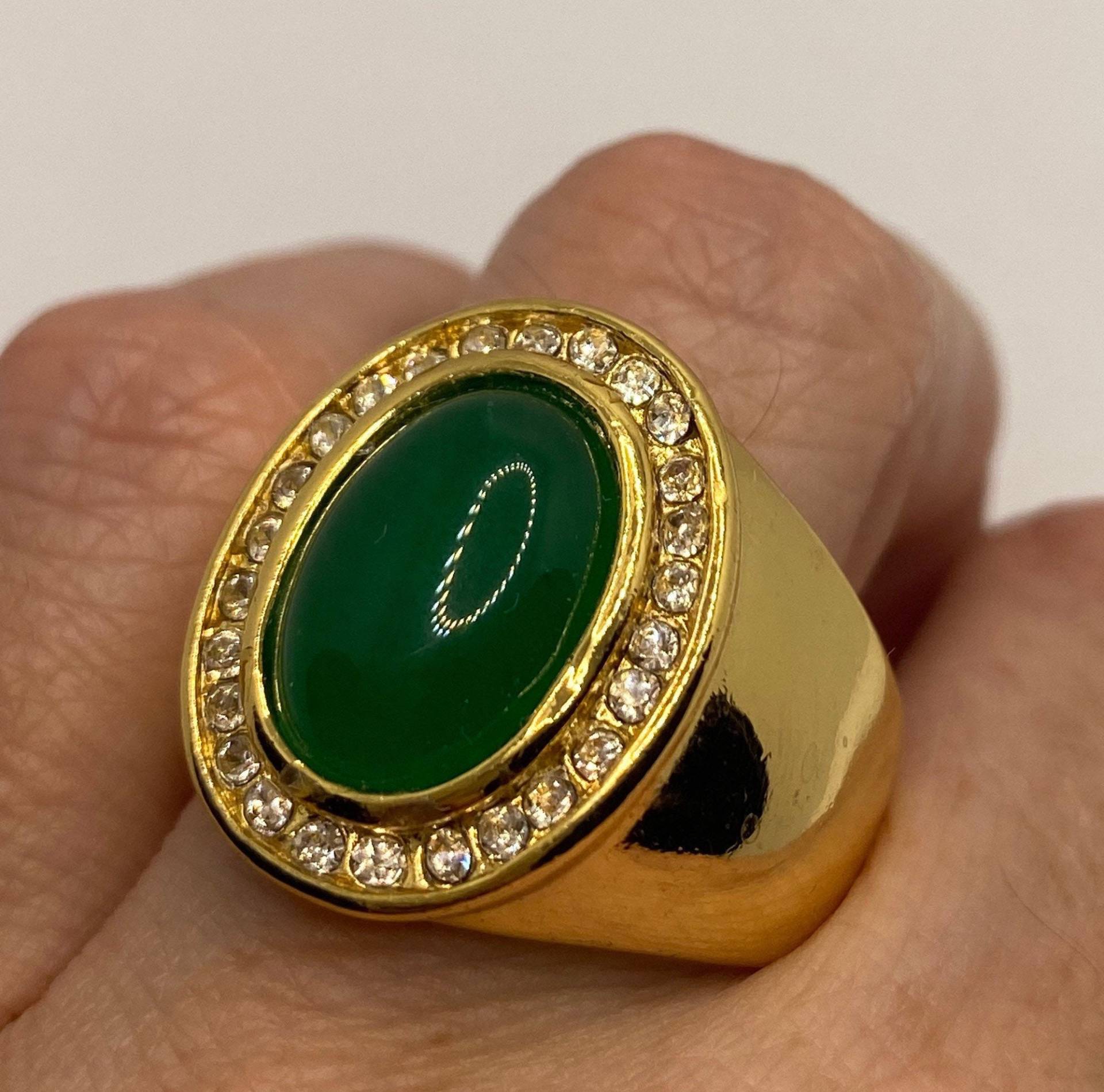 Vintage Lucky Grüner Nephrit Jade Ring von NemesisJewelryNYC