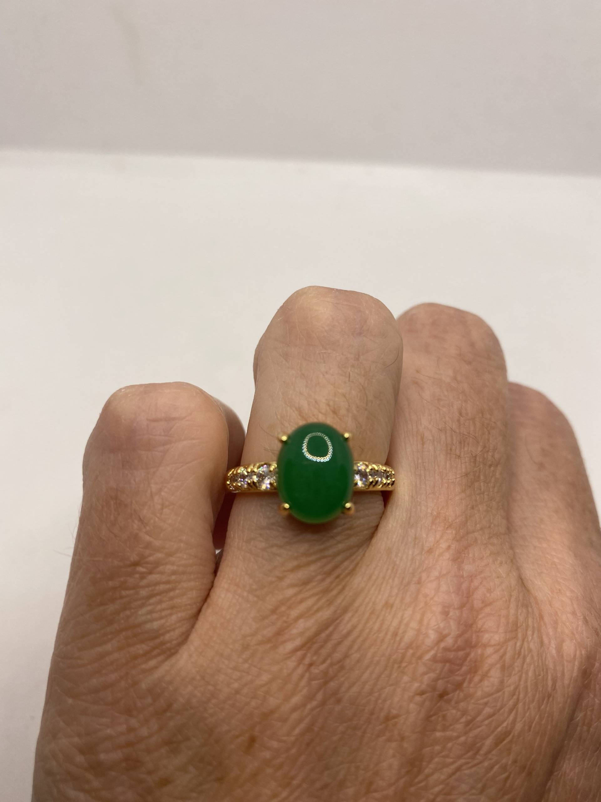 Vintage Lucky Grüner Nephrit Jade Ring von NemesisJewelryNYC