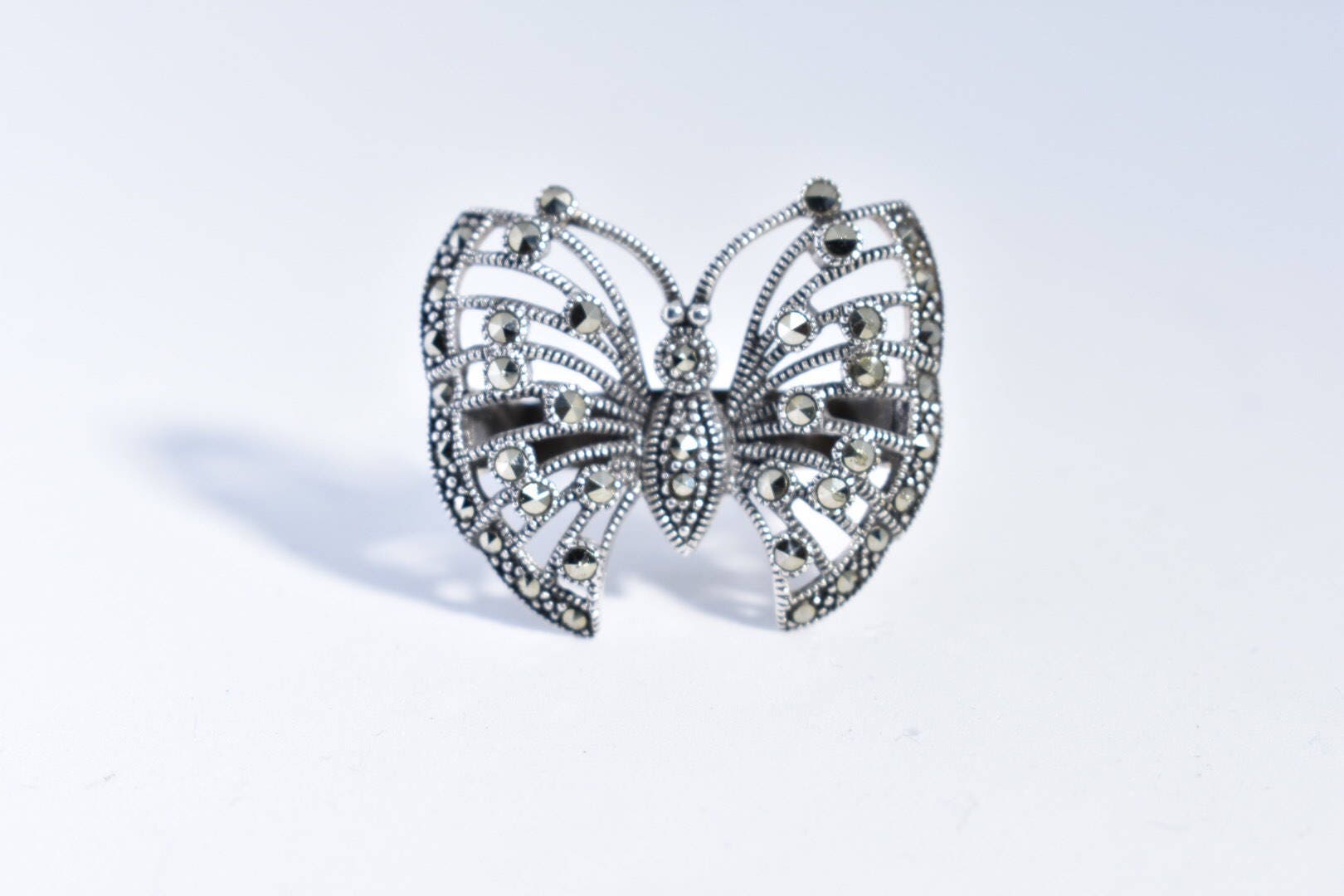 Vintage Markasit Schmetterling 925 Sterling Silber Ring von NemesisJewelryNYC