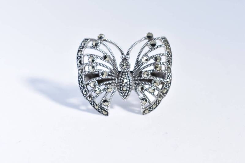 Vintage Markasit Schmetterling 925 Sterling Silber Ring von NemesisJewelryNYC