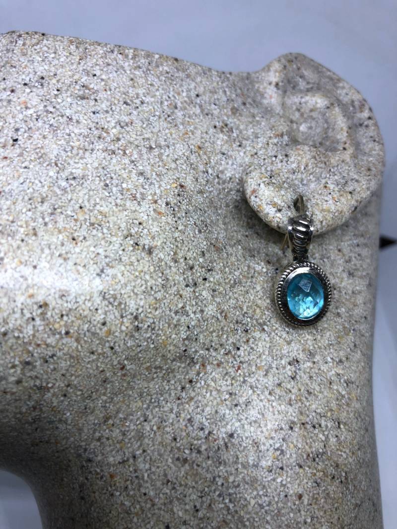 Vintage Mixed Echte Blautopas Edelstein Filigrane 925 Sterling Silber Ohrringe von NemesisJewelryNYC
