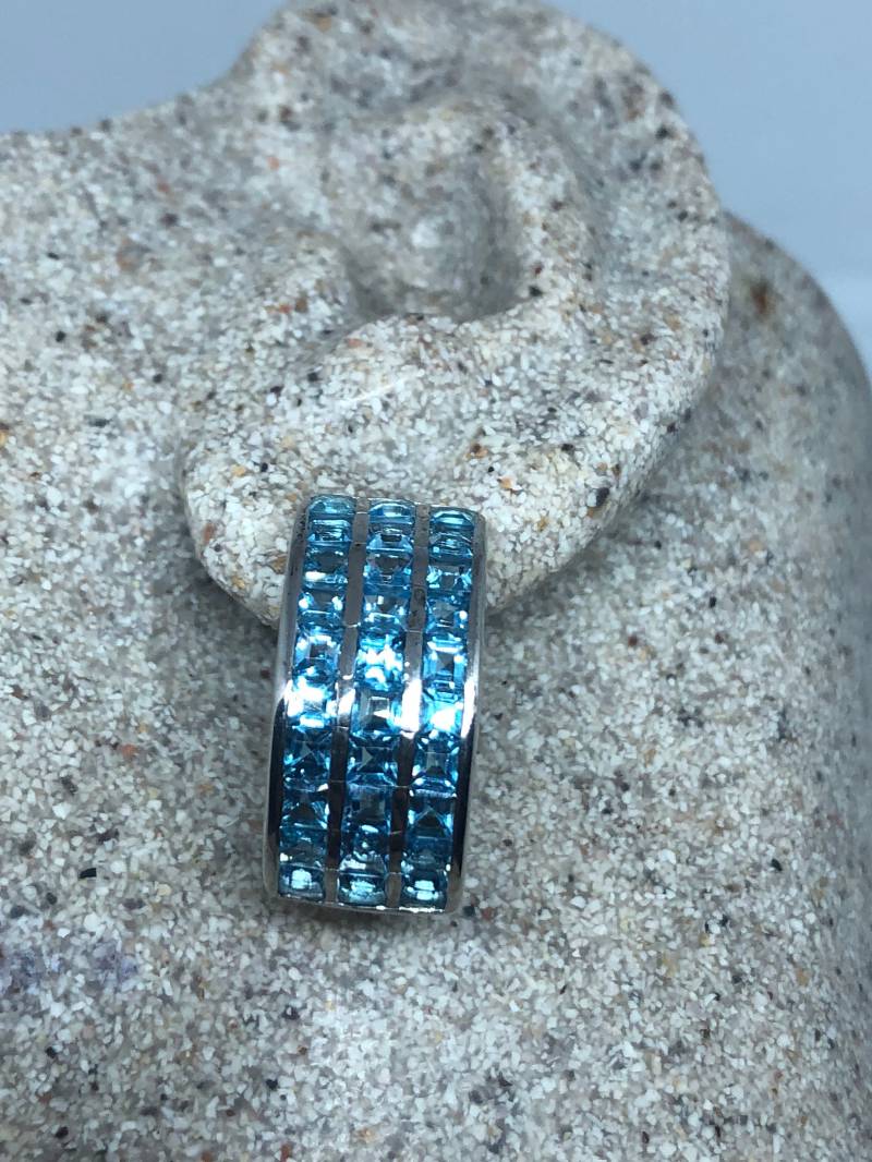 Vintage Mixed Echte Blautopas Edelstein Filigrane 925 Sterling Silber Ohrringe von NemesisJewelryNYC