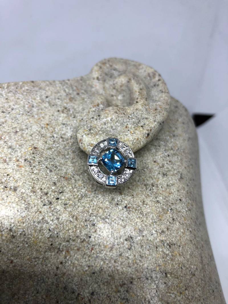 Vintage Mixed Echte Blautopas Edelstein Filigrane 925 Sterling Silber Ohrringe von NemesisJewelryNYC