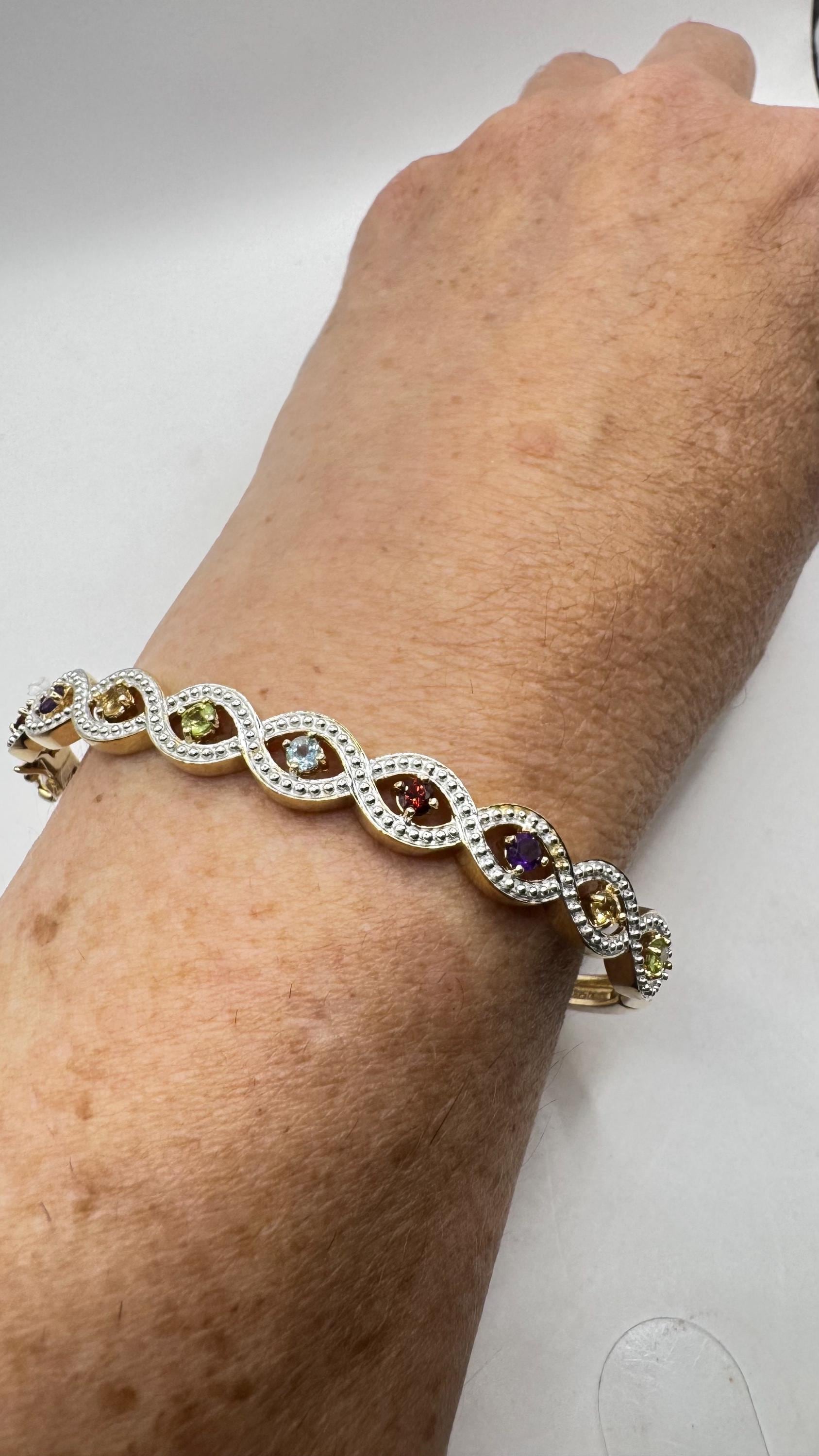 Vintage Mixed Edelstein Armband 925 Sterling Silber Armreif Vintage Mixed Edelstein Armband 925 Sterling Silber Armreif von NemesisJewelryNYC