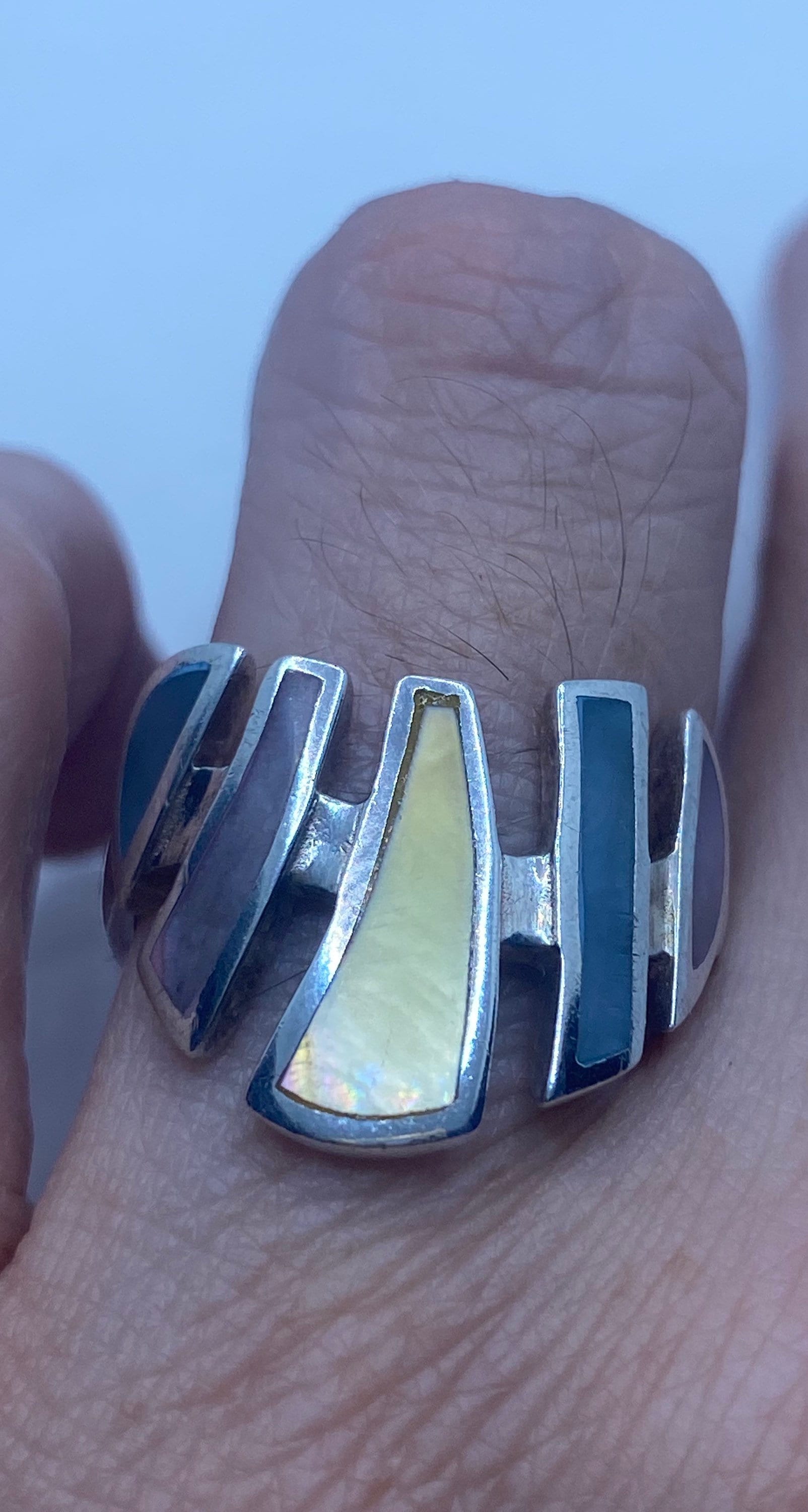 Vintage Perlmutt Flügel 925 Sterling Silber Ring von NemesisJewelryNYC