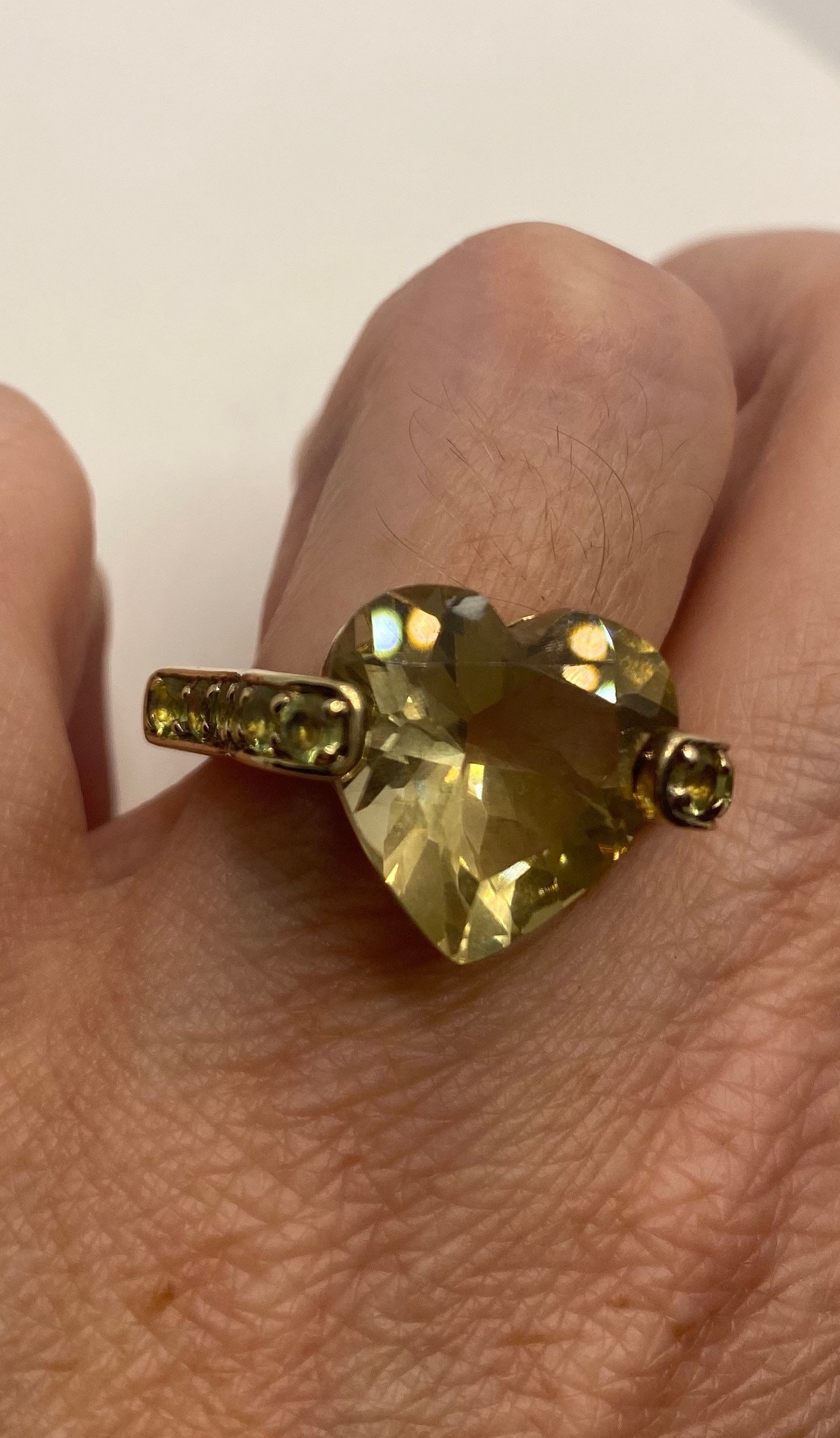 Vintage Rauchtopas Herz Golden 925 Sterling Silber Ring Gr. 7 von NemesisJewelryNYC