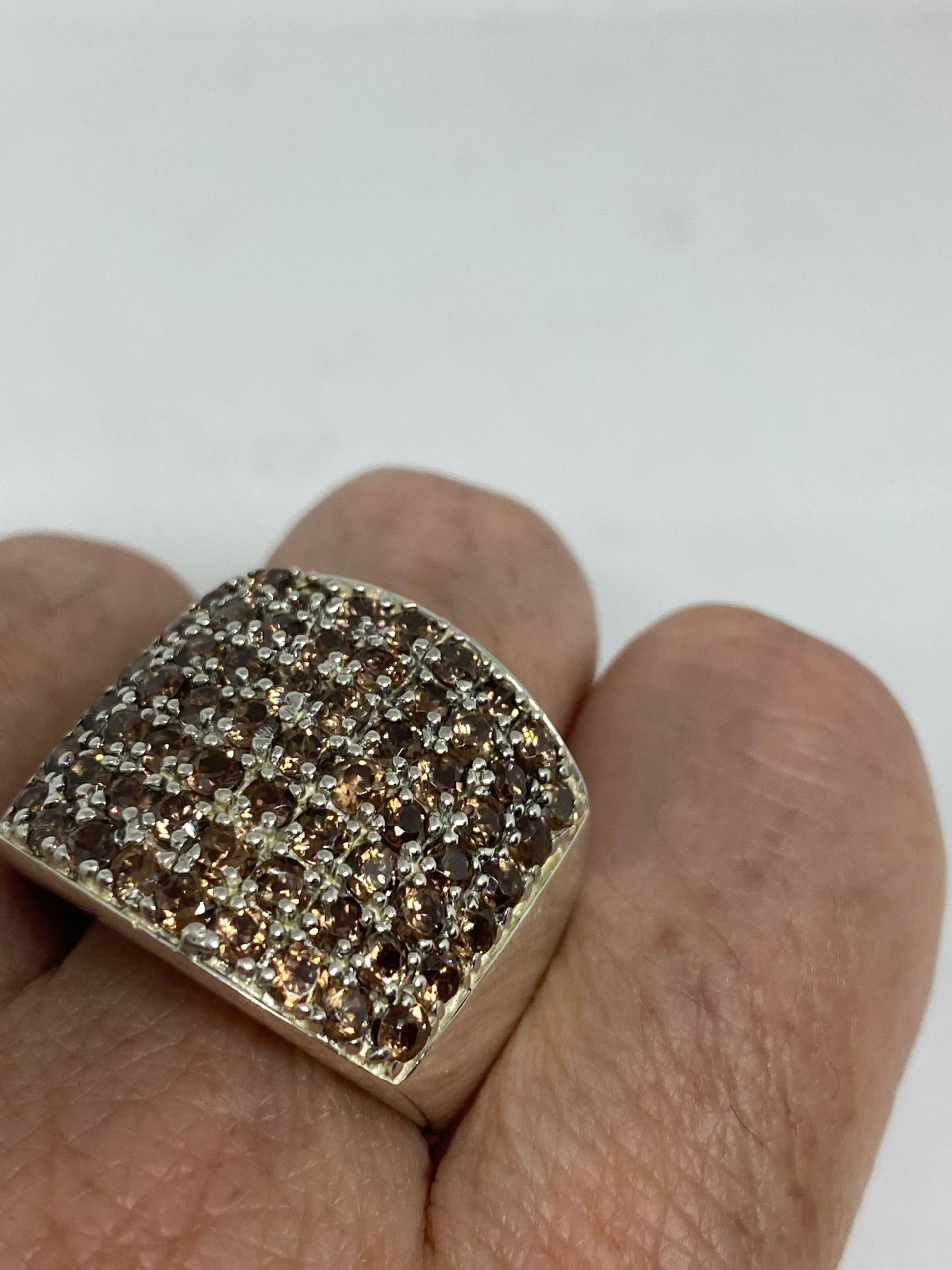 Vintage Rauchtopas Ring Golden 925 Sterling Silber von NemesisJewelryNYC
