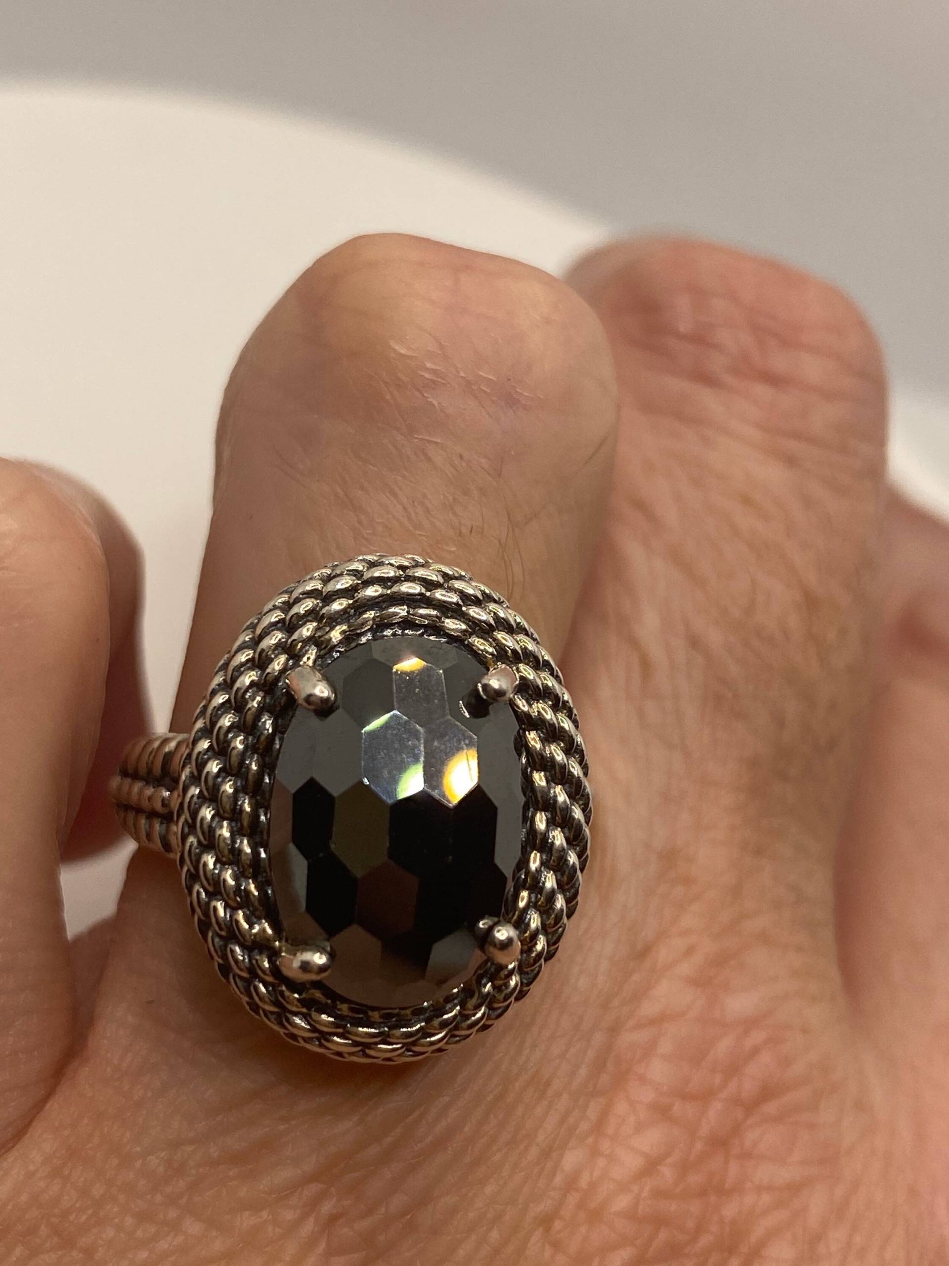 Vintage Schwarzer Hämatit 925 Sterling Silber Ring Vintage Schwarzer Hämatit 925 Sterling Silber Ring von NemesisJewelryNYC