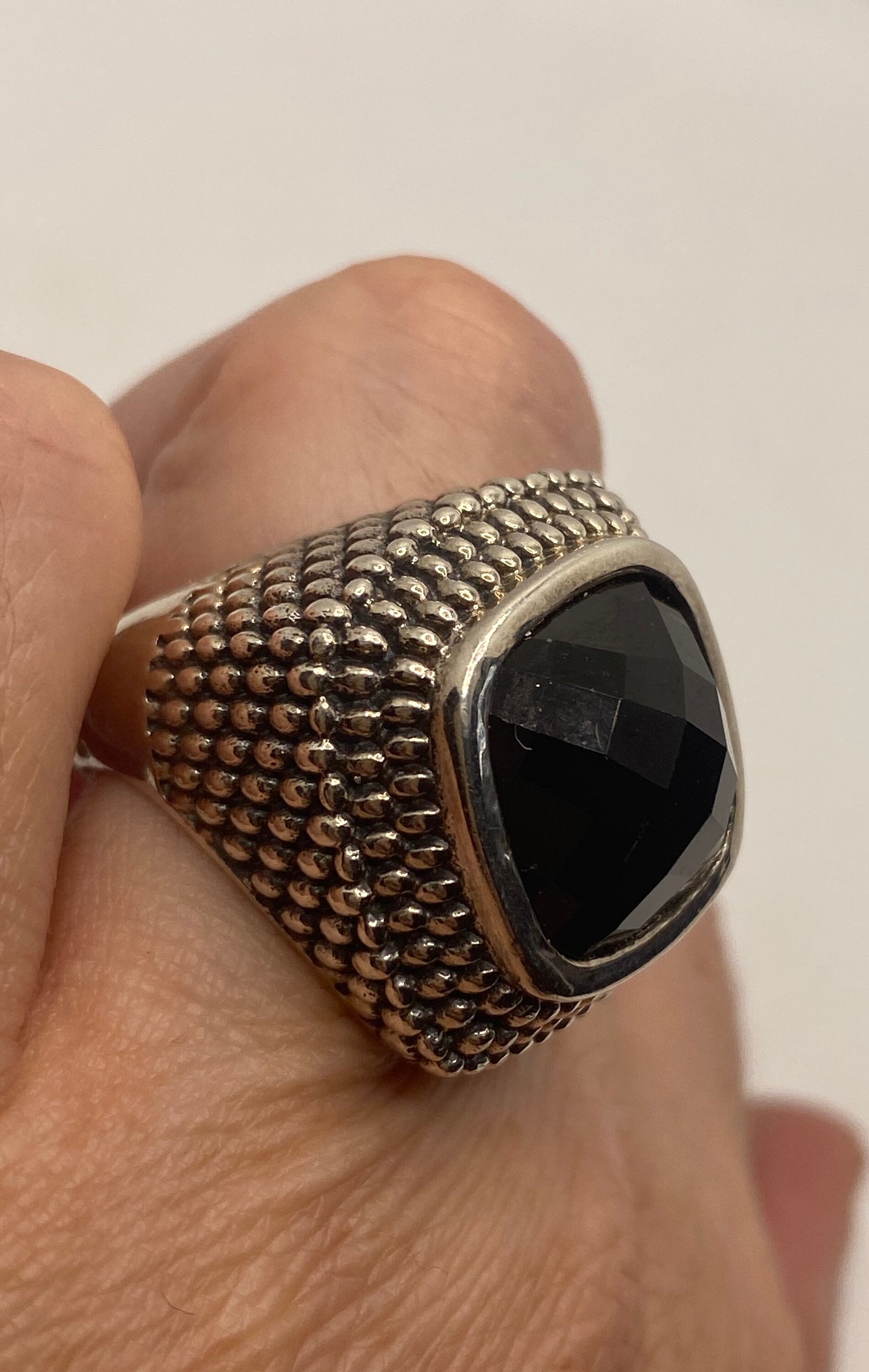 Vintage Schwarzer Onyx 925 Sterling Silber Ring Vintage Schwarzer Onyx 925 Sterling Silber Ring von NemesisJewelryNYC