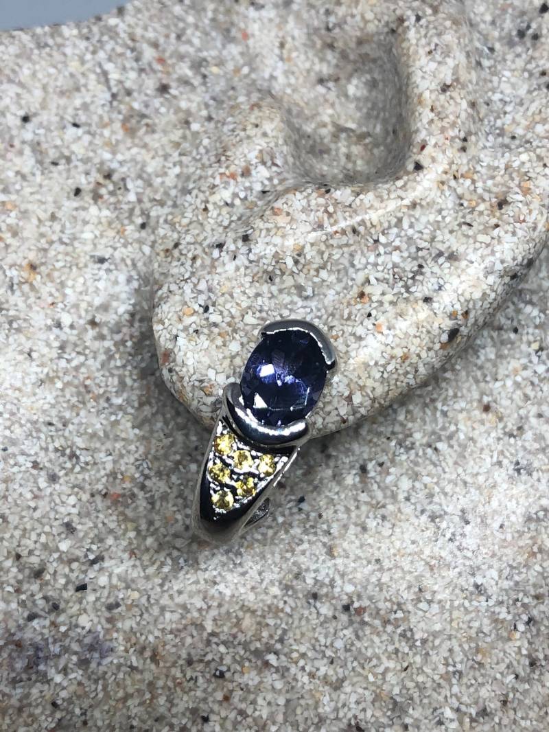 Vintage Sterling Silber Blauer Iolith Ohrringe von NemesisJewelryNYC